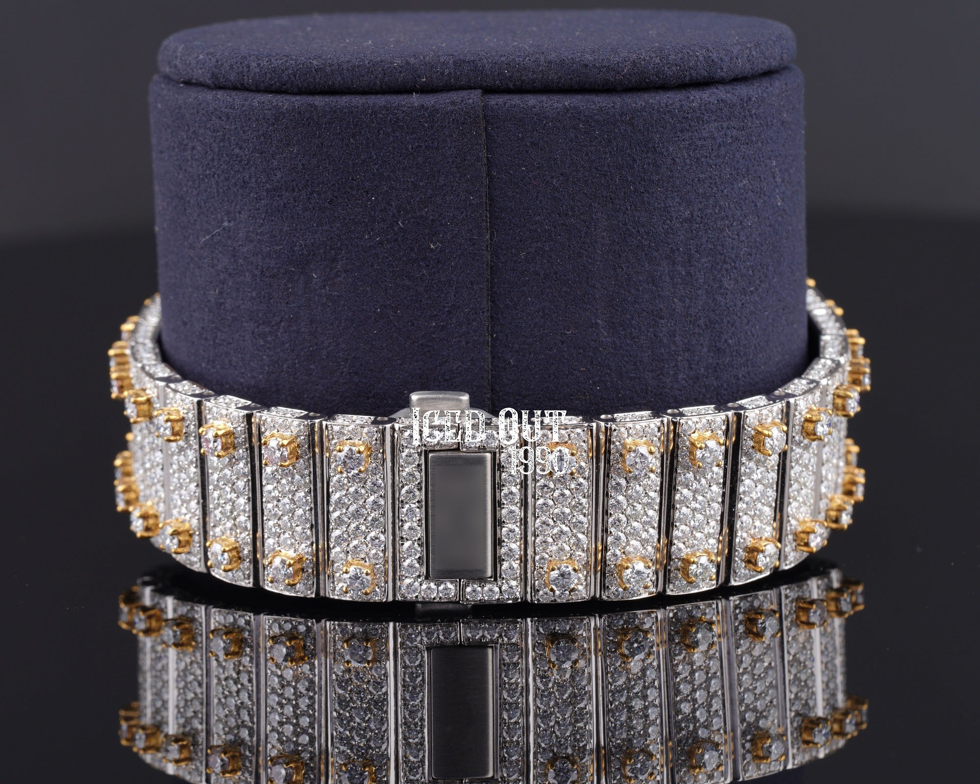 Two Tone Iced Out Moissanite Diamond Hip Hop Watch