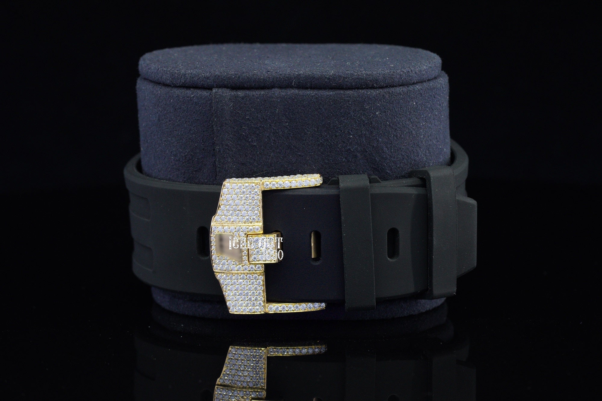 Two Tone Chronograph Iced Out Moissanite Hip Hop Watch Rubber Belt