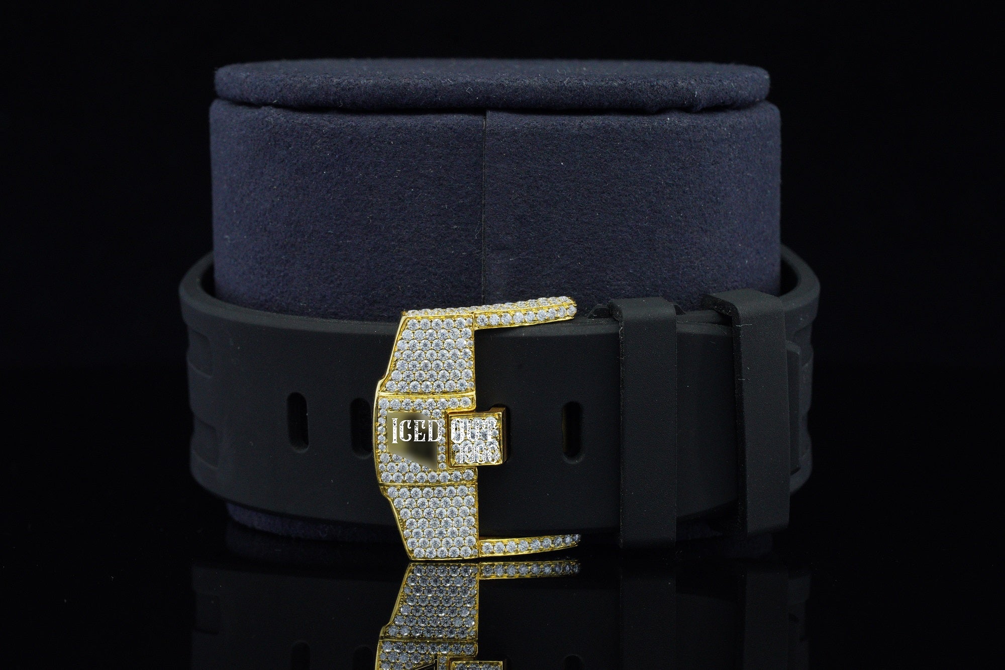 Chronograph Moissanite Hip Hop Iced Out Watch Rubber Belt