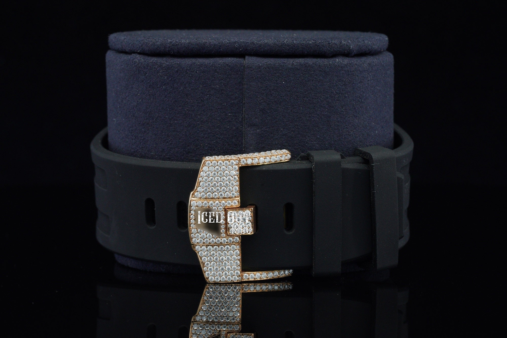 Chronograph Moissanite Hip Hop Iced Out Watch Rubber Belt