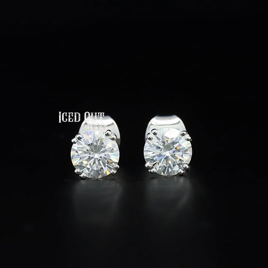 1.50 Carat Moissanite Stud Earrings 925 Sterling Silver Push Back Finding