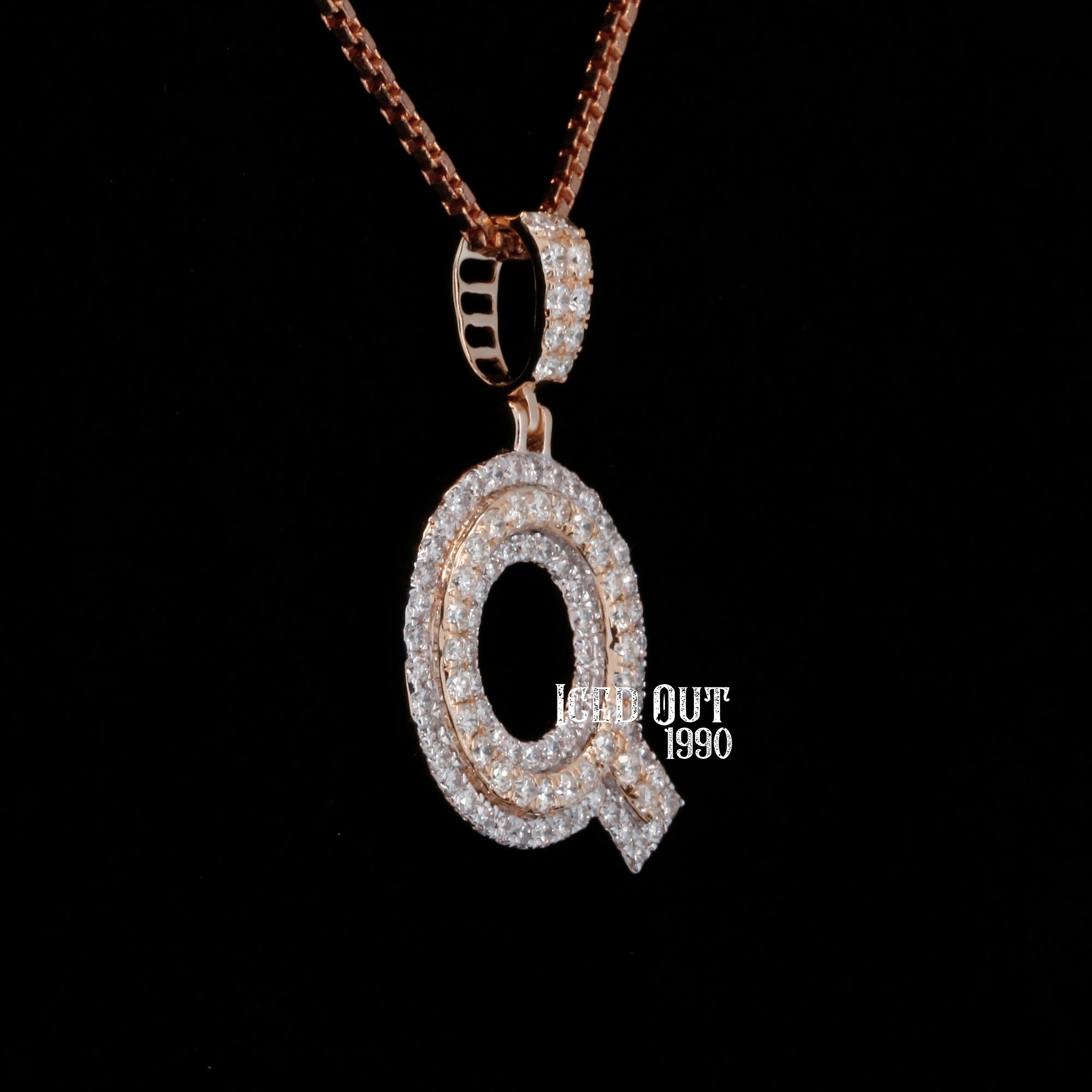 Round Cut Moissanite Iced Out Q Initial Hip Hop Pendant