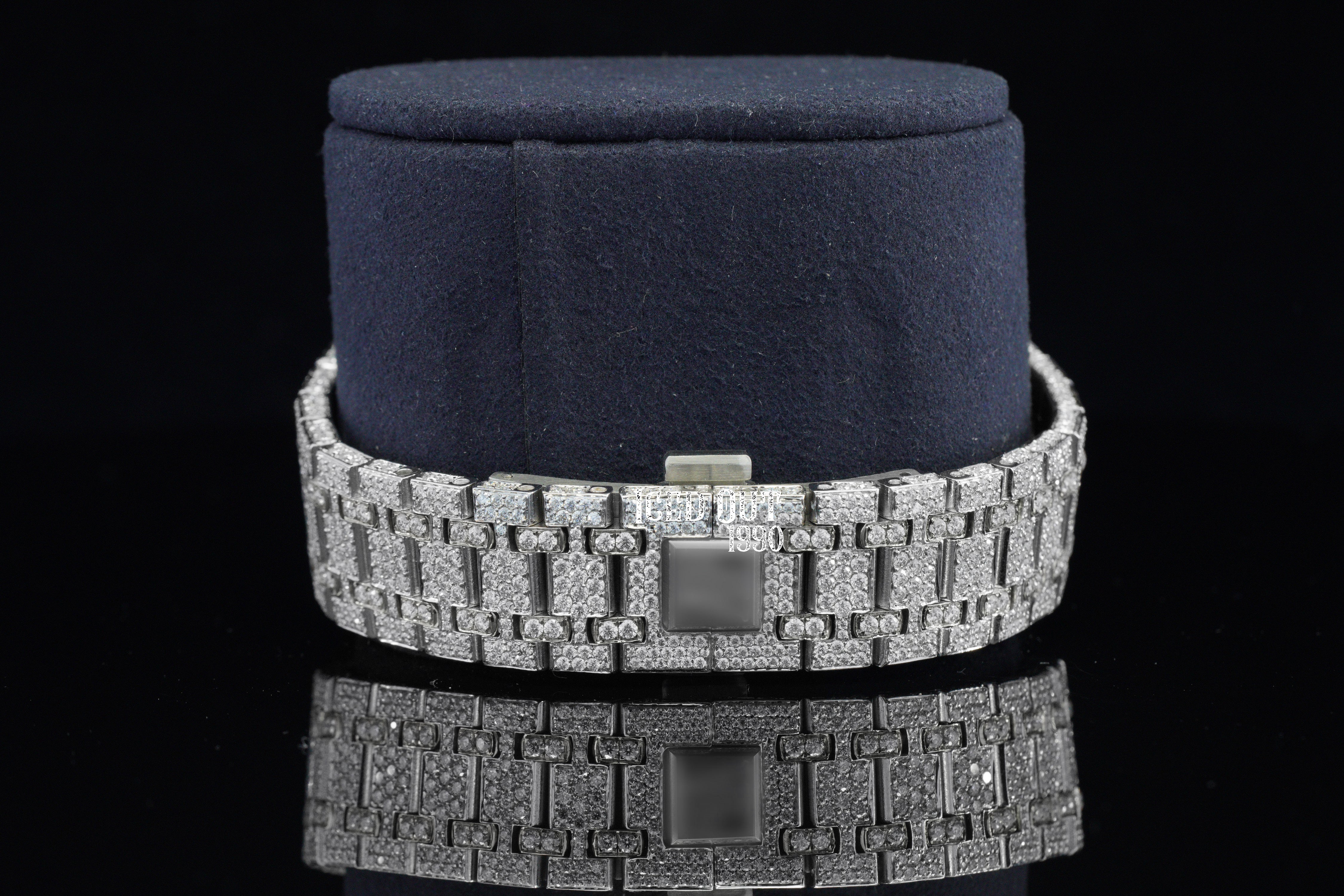 Two Tone Automatic Moissanite Diamond Crystal Iced Out Watch