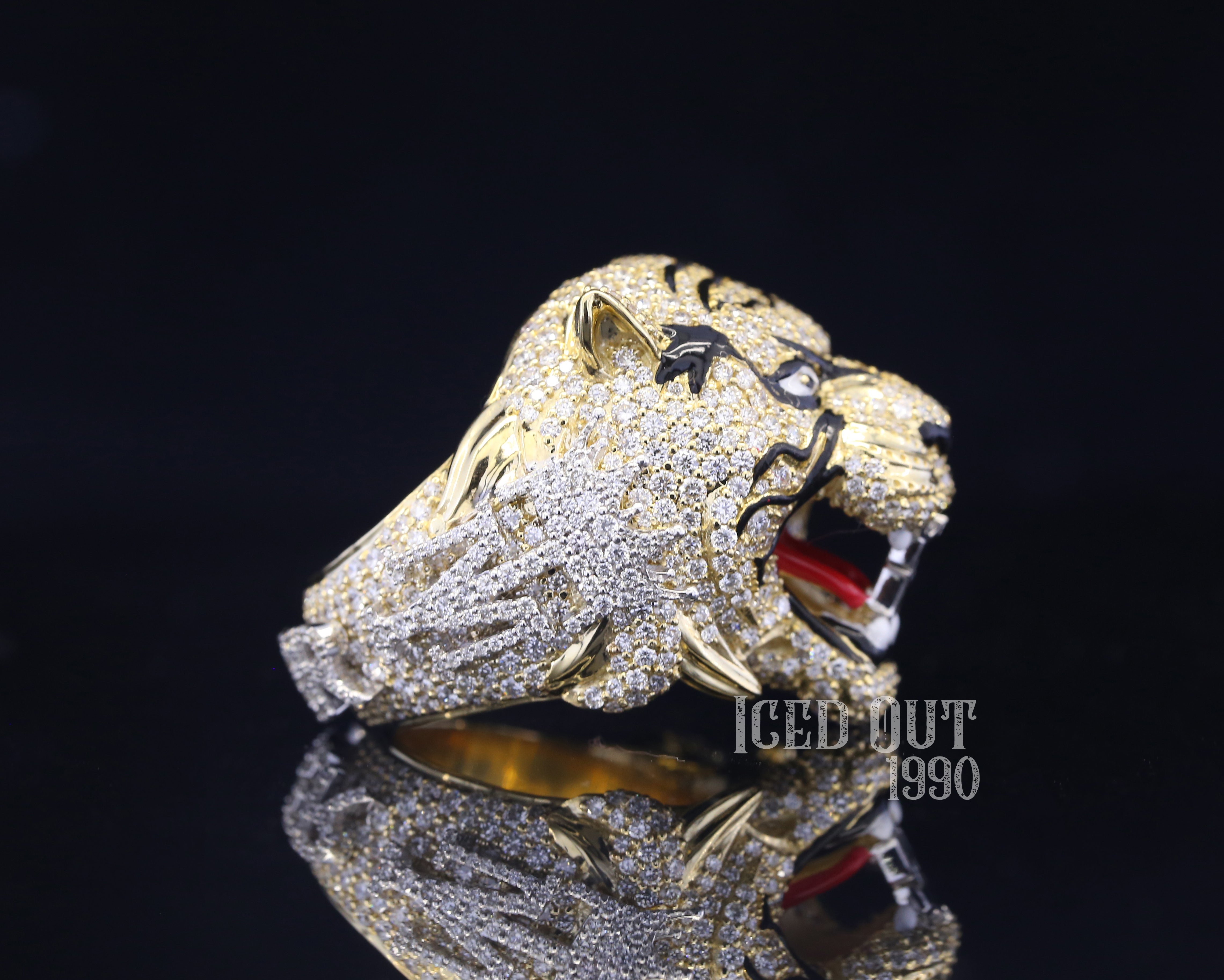 Luxuries Moissanite Ring Hip Hop Iced Out Tiger Ring