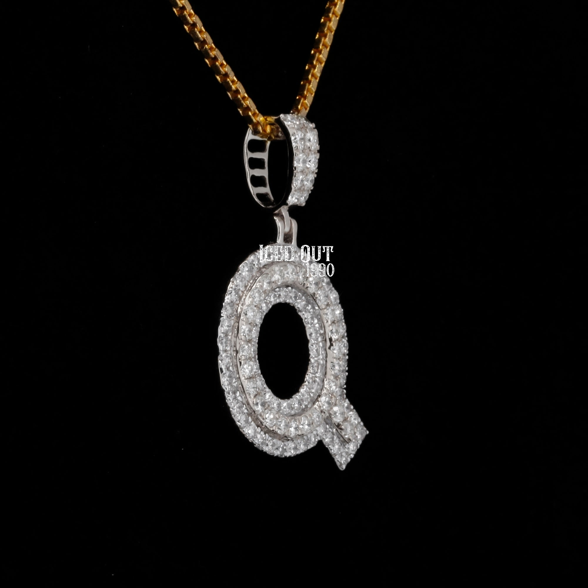 Round Cut Moissanite Iced Out Q Initial Hip Hop Pendant