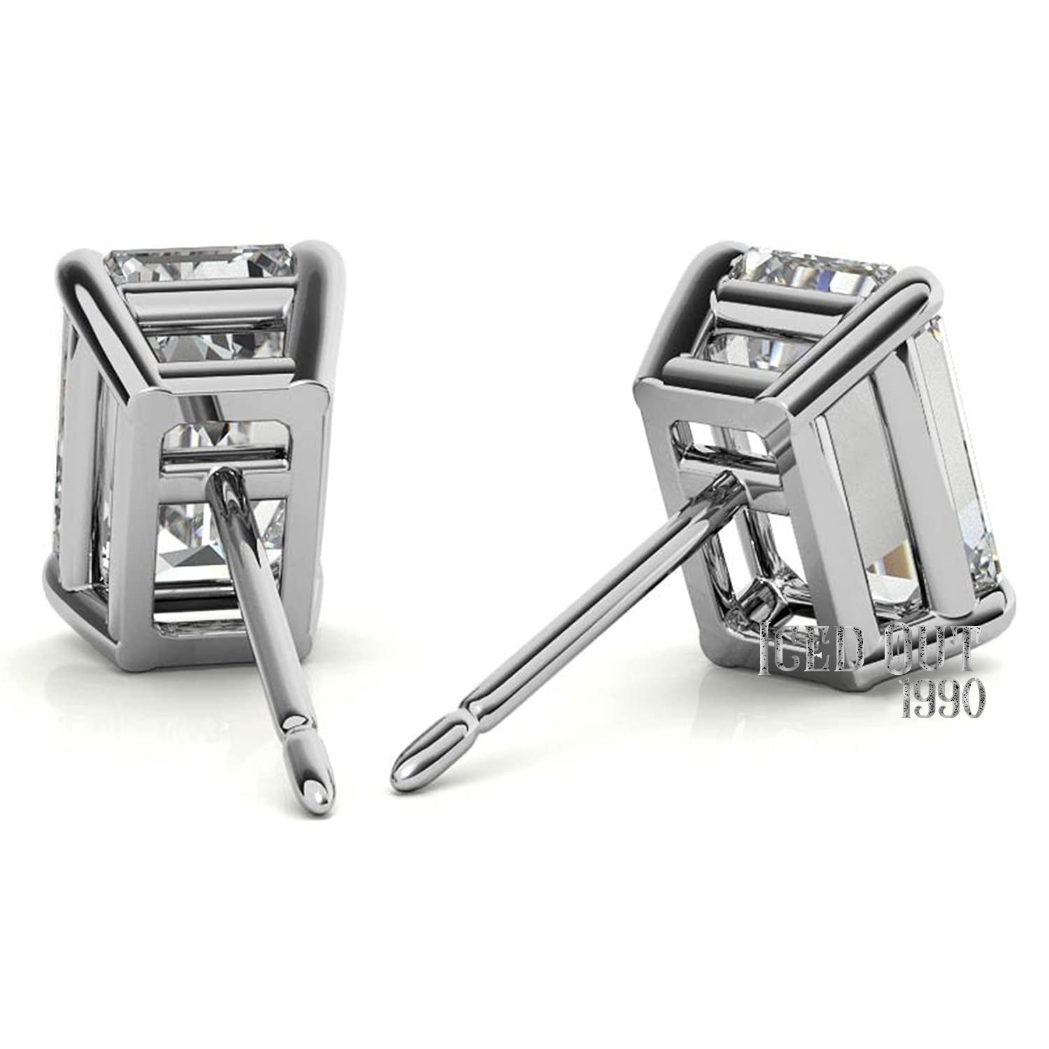 1.30 Carat Moissanite 10K White Gold Push Back Stud Earrings