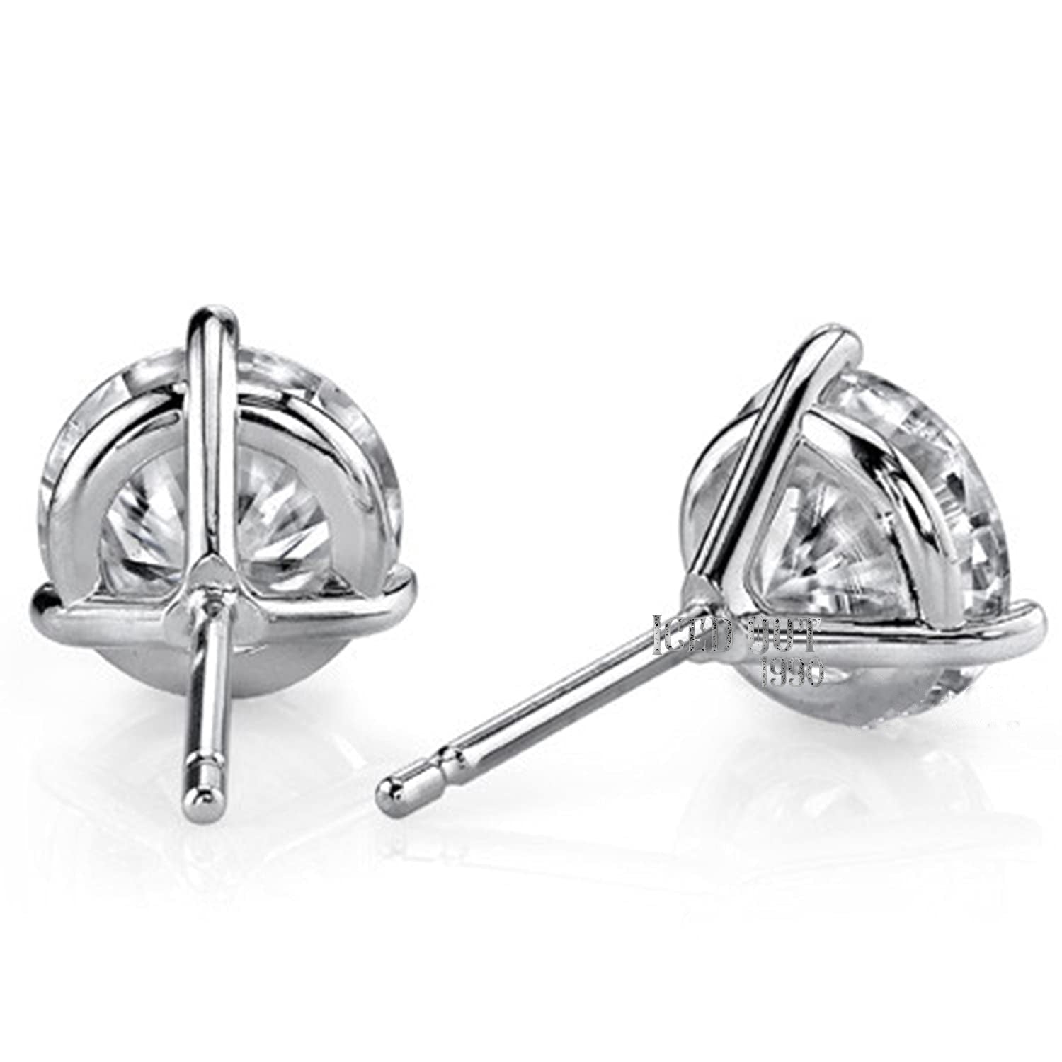 Martini 1 Carat Moissanite 10K White Gold Push Back Stud Earrings