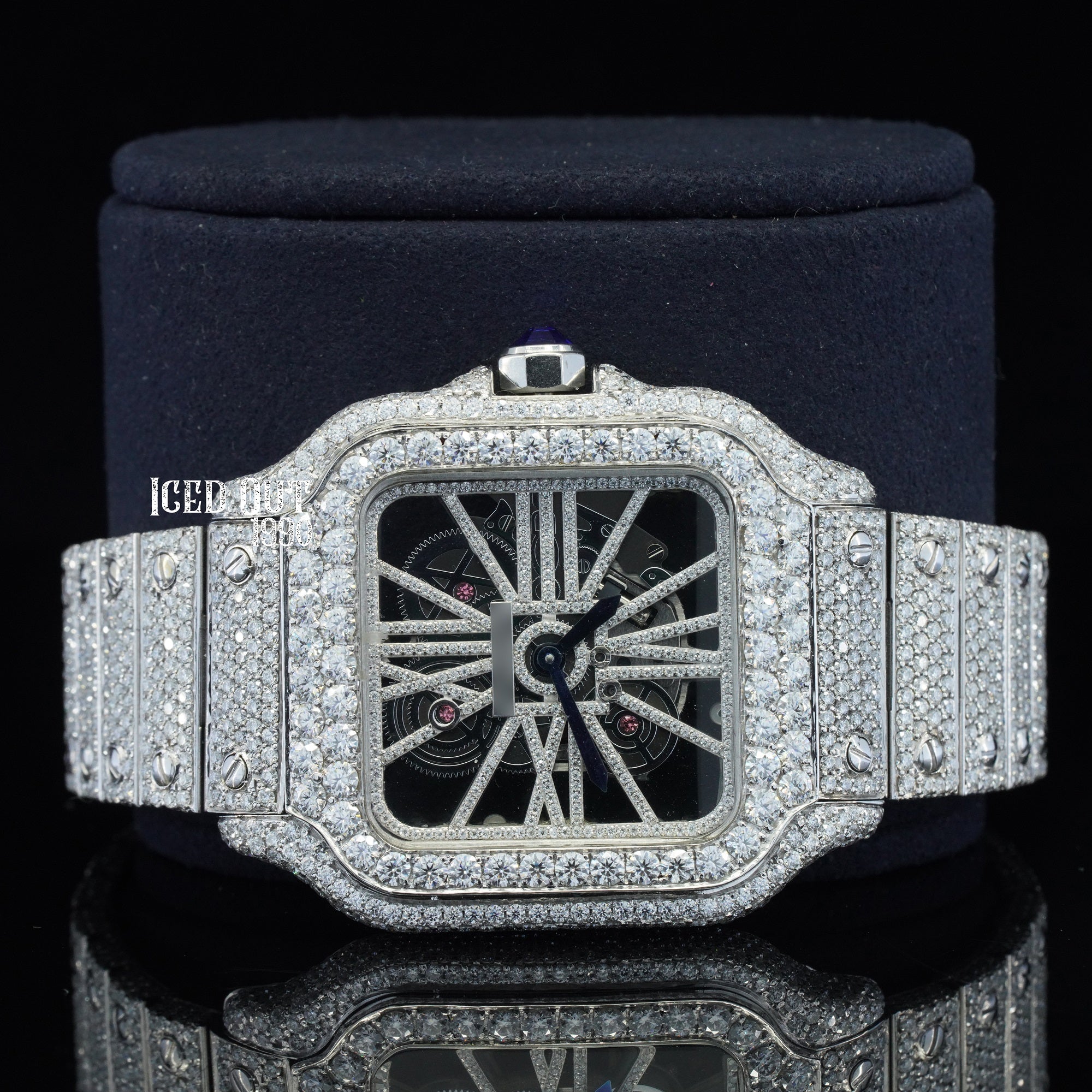 Moissanite Iced Out Watch For Men Square Dial Automatic Watch