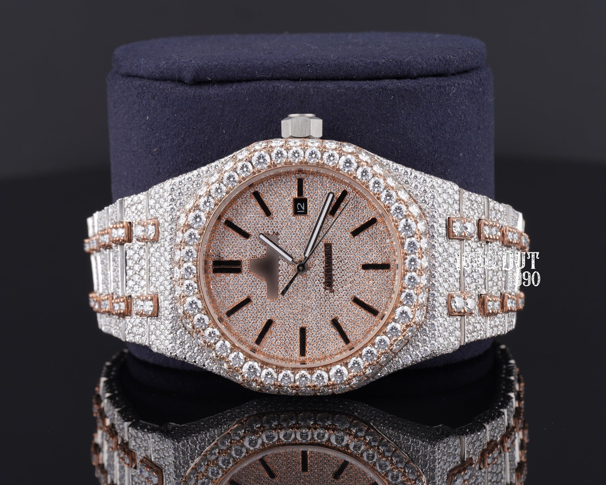 Luxuries Moissanite Crystal Fully Iced Out Diamond Watch