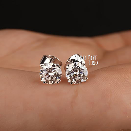 1.50 Carat Moissanite Stud Earrings 925 Sterling Silver Push Back Finding