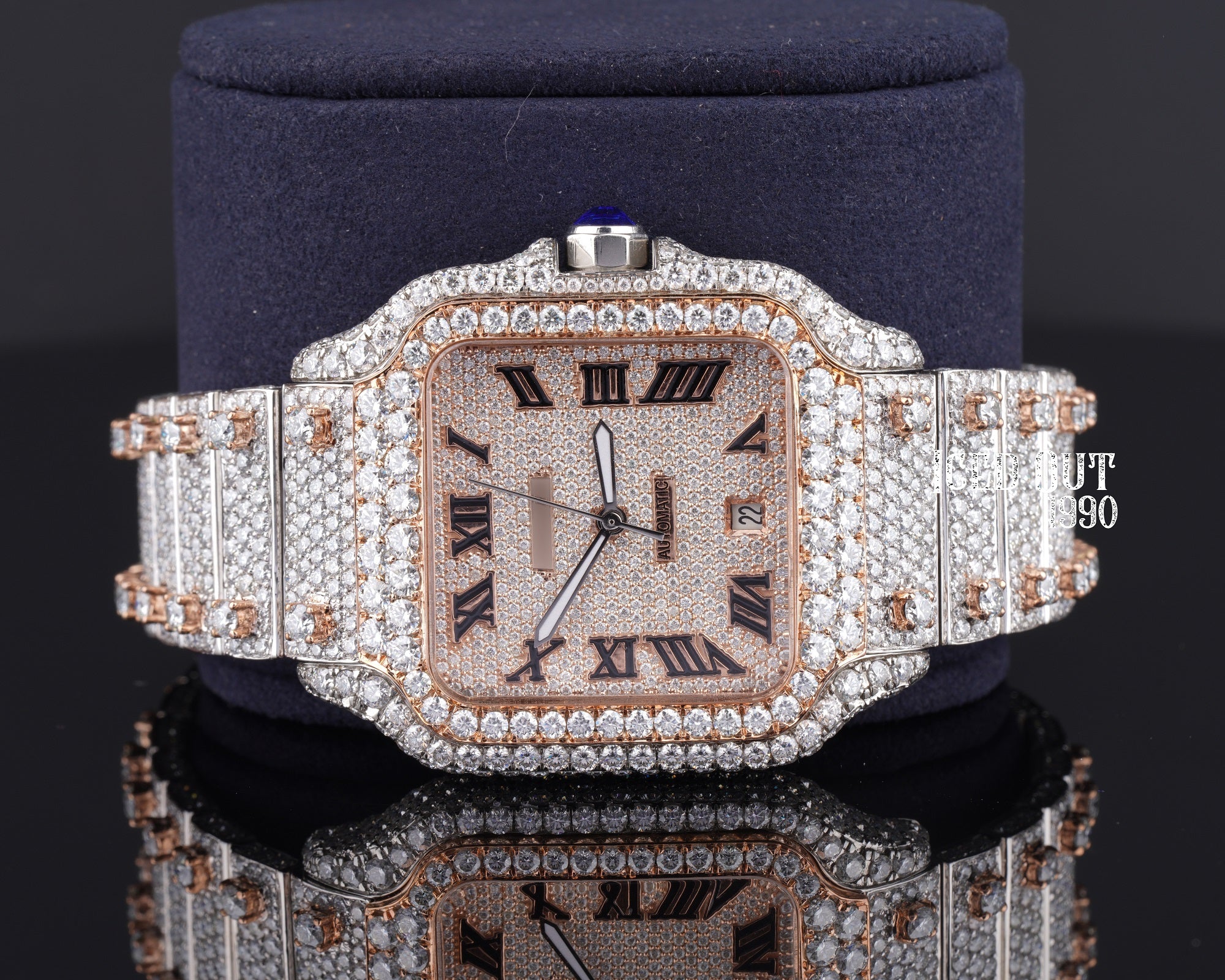 Two Tone Iced Out Moissanite Diamond Hip Hop Watch