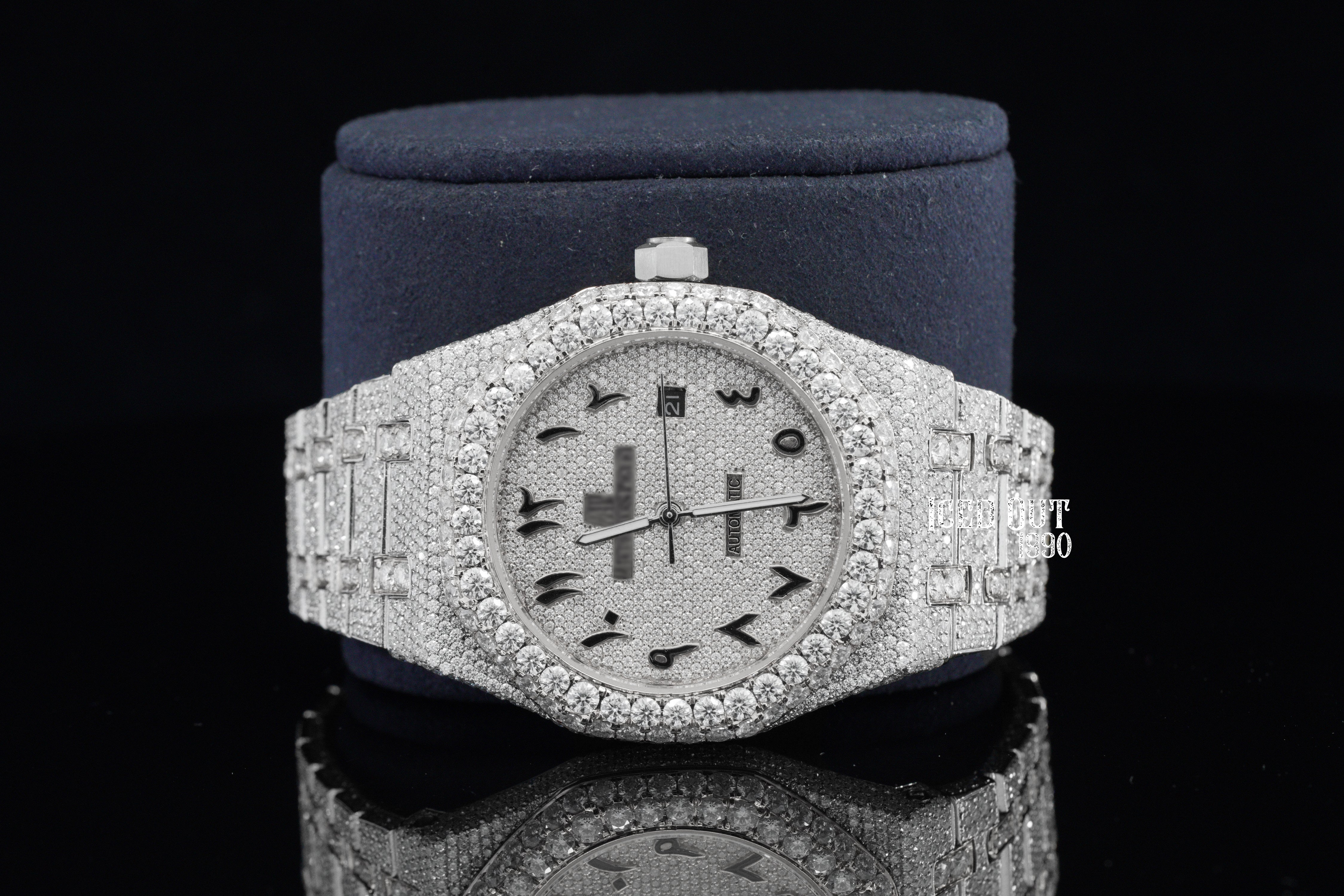 Two Tone Automatic Moissanite Diamond Crystal Iced Out Watch