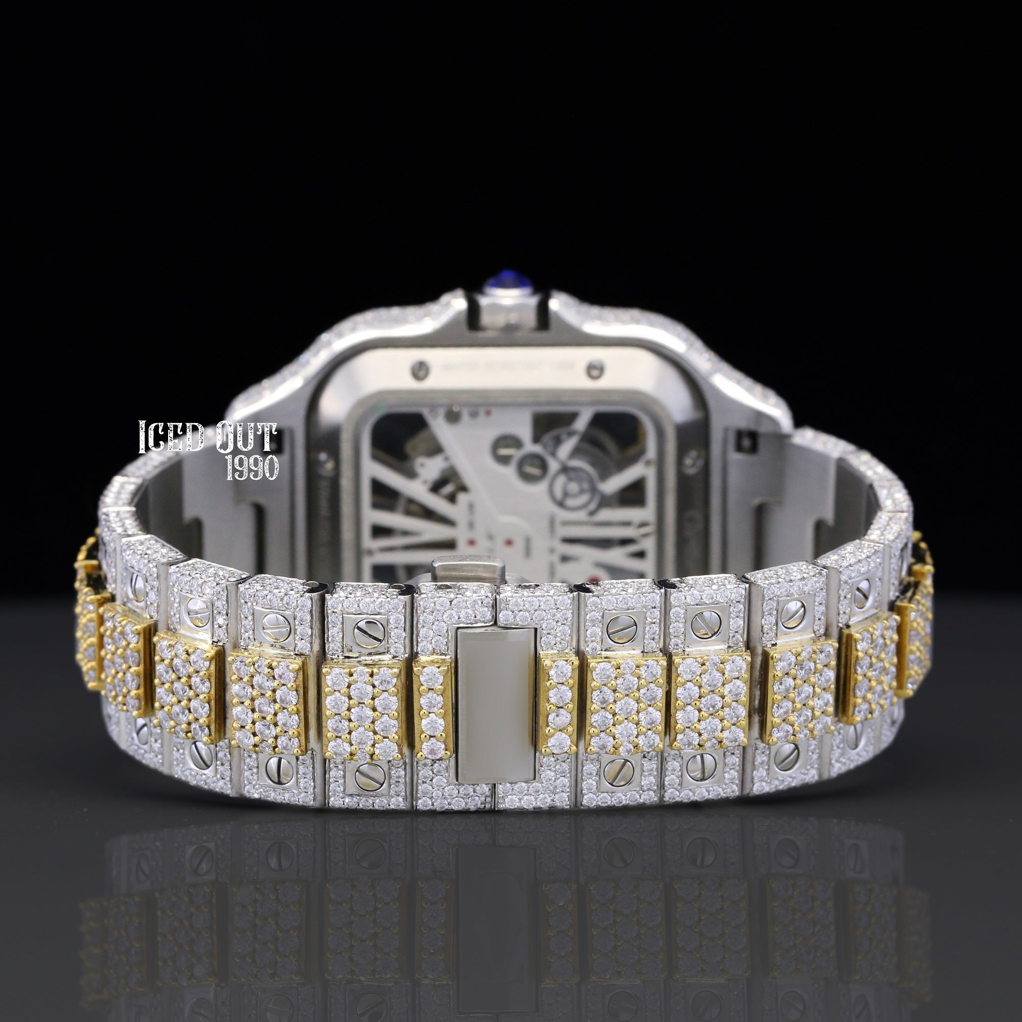 Moissanite Watch For Men Hip Hop Iced Out Watch Sapphire Crystal Glass