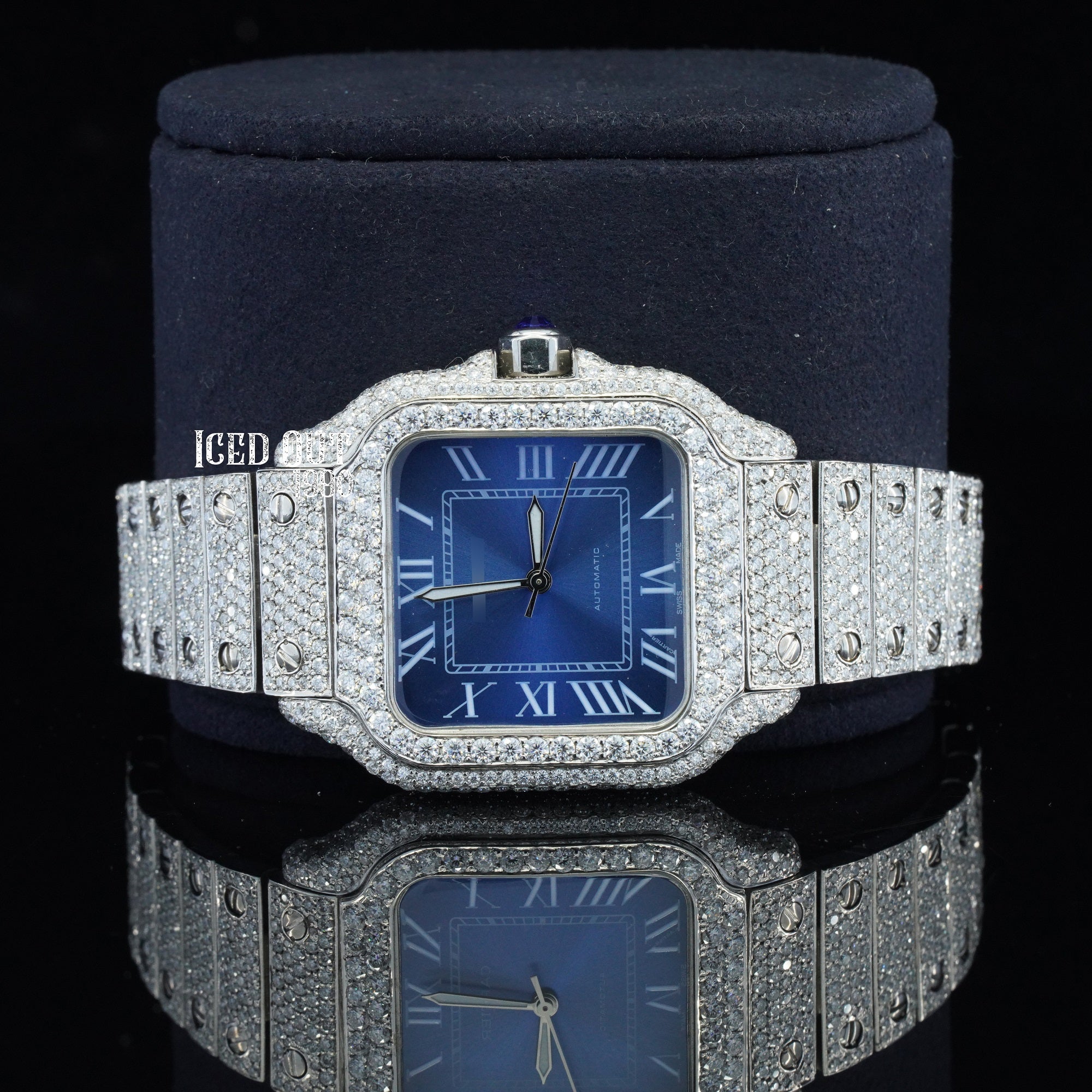 Luxuries Moissanite Watch For Women Fully Iced Out Bust Down Watch