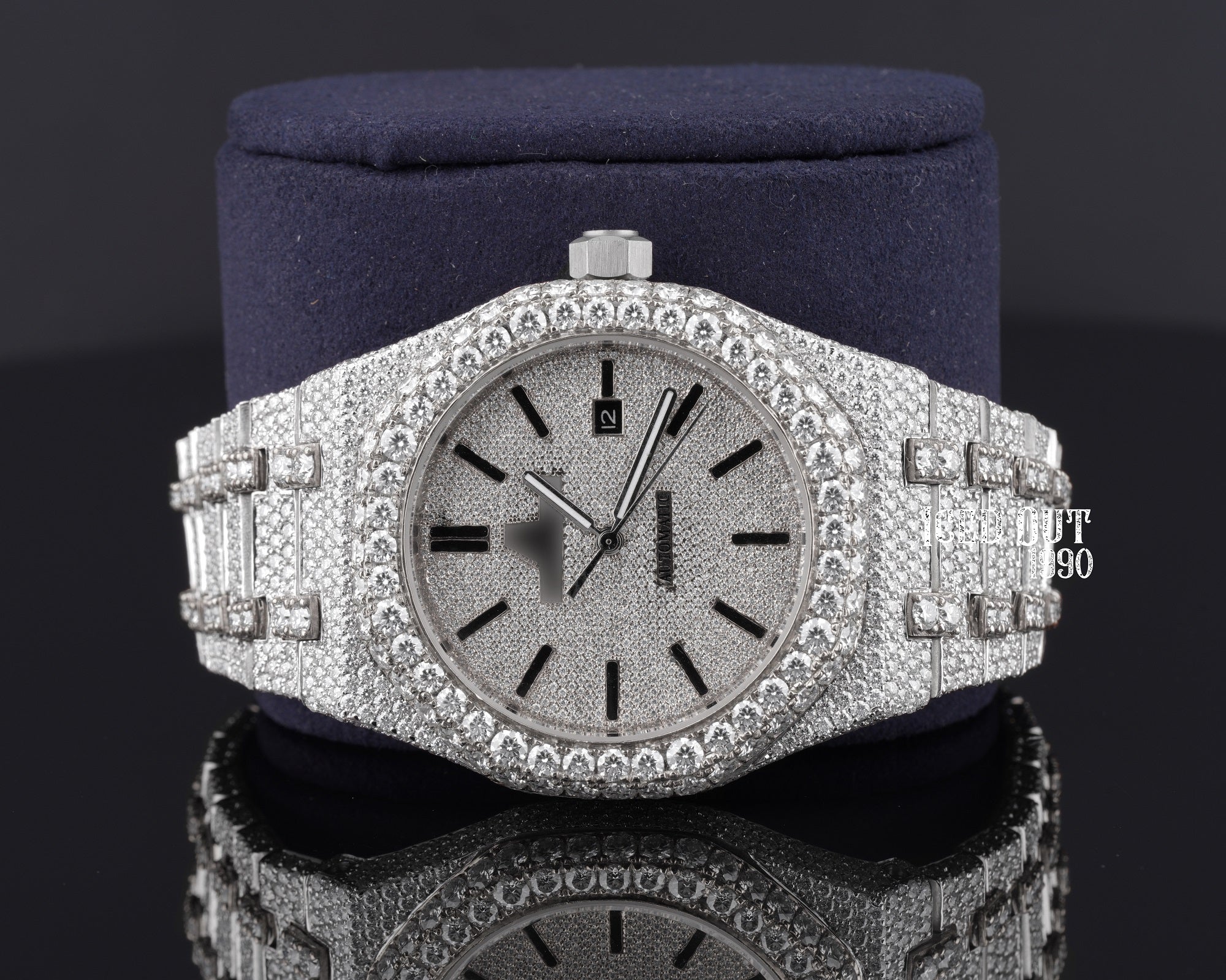 Luxuries Moissanite Crystal Fully Iced Out Diamond Watch