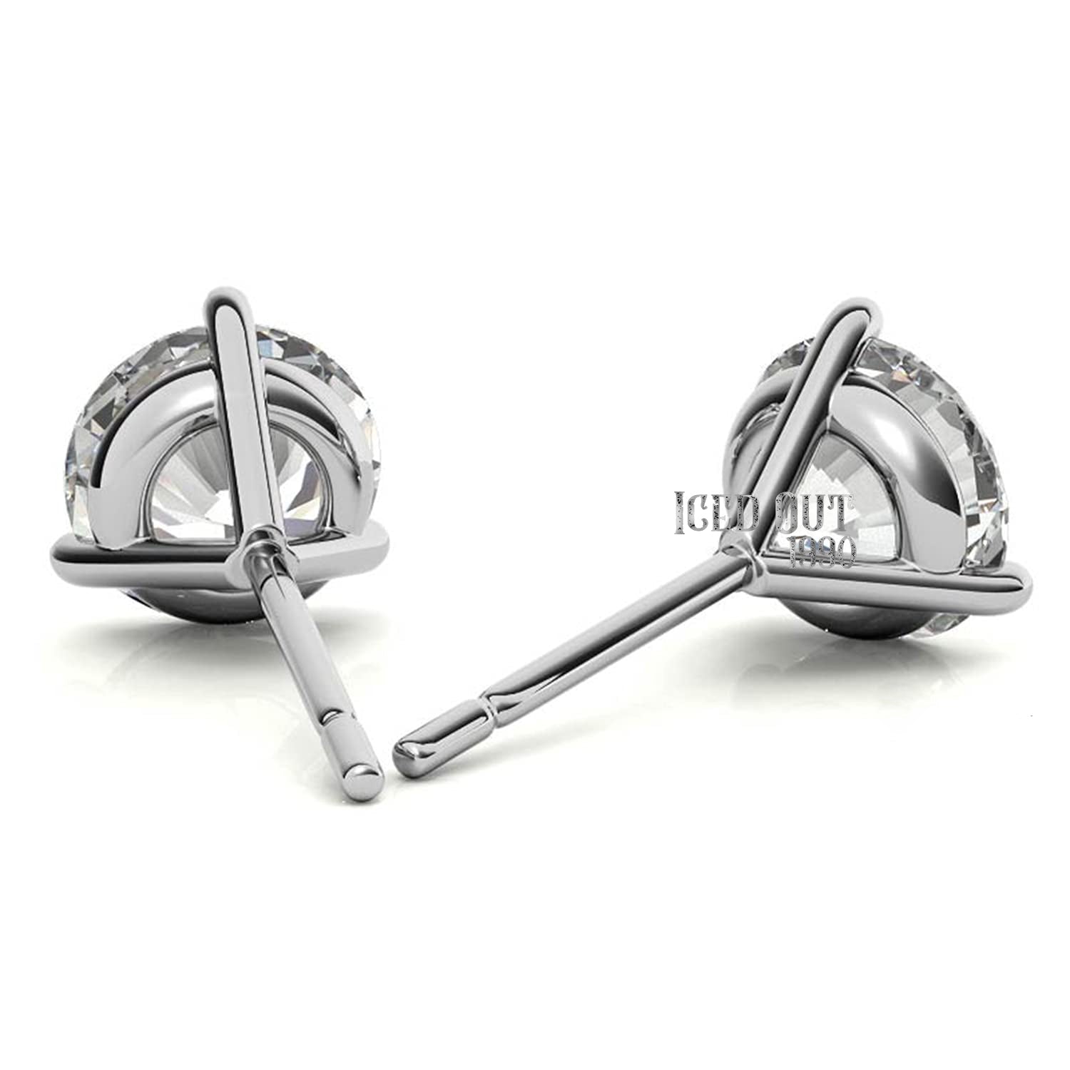 Martini 1 Carat Moissanite 10K White Gold Push Back Stud Earrings