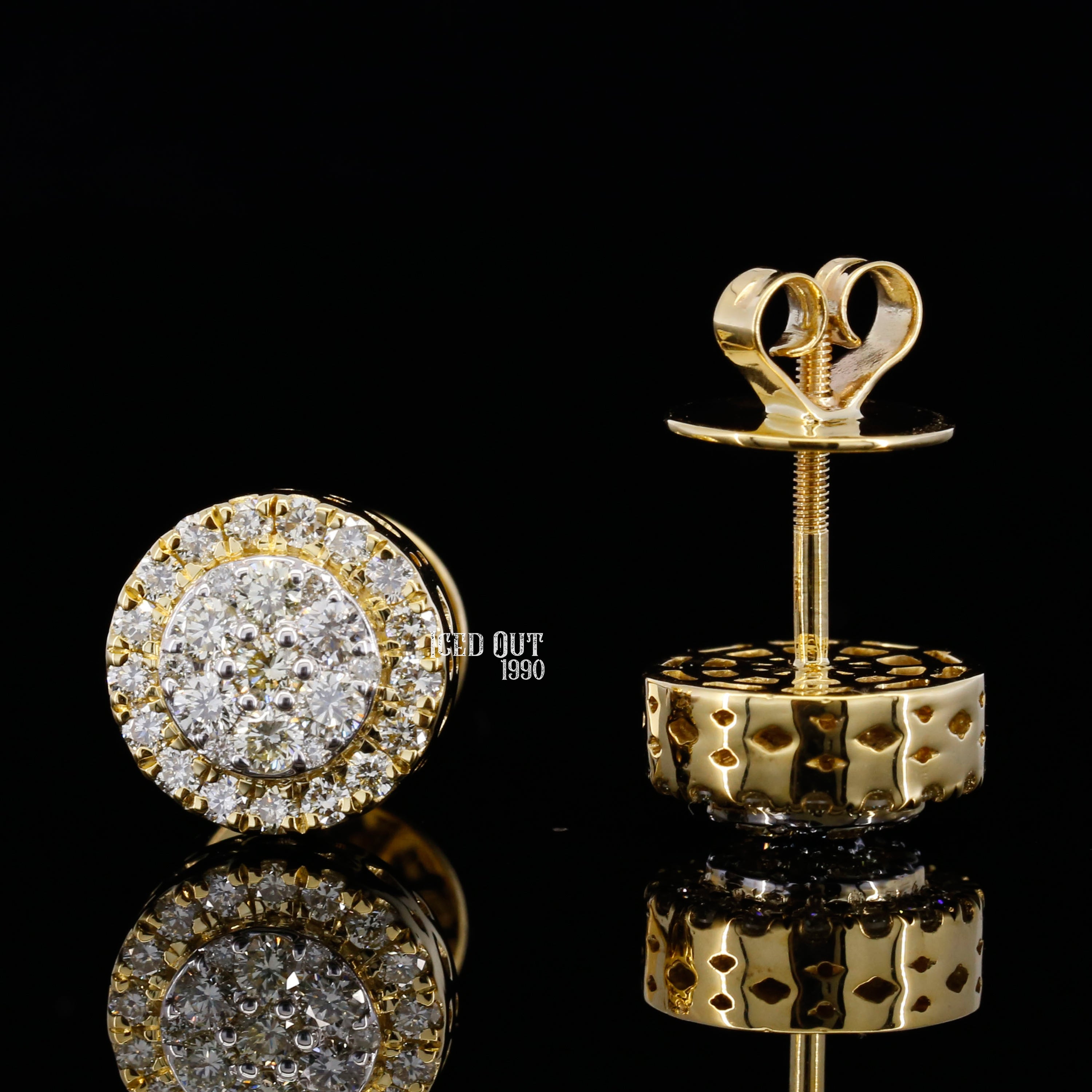 1 Carat Moissanite Hip Hop Pave Stud Earrings For Men