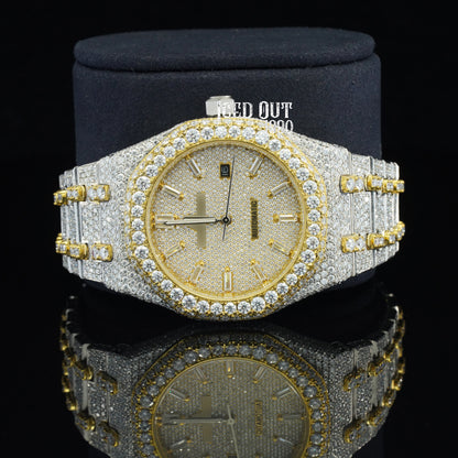 Moissanite Diamond Watch Automatic Iced Out Bust Down Sapphire Crystal Glass Watch