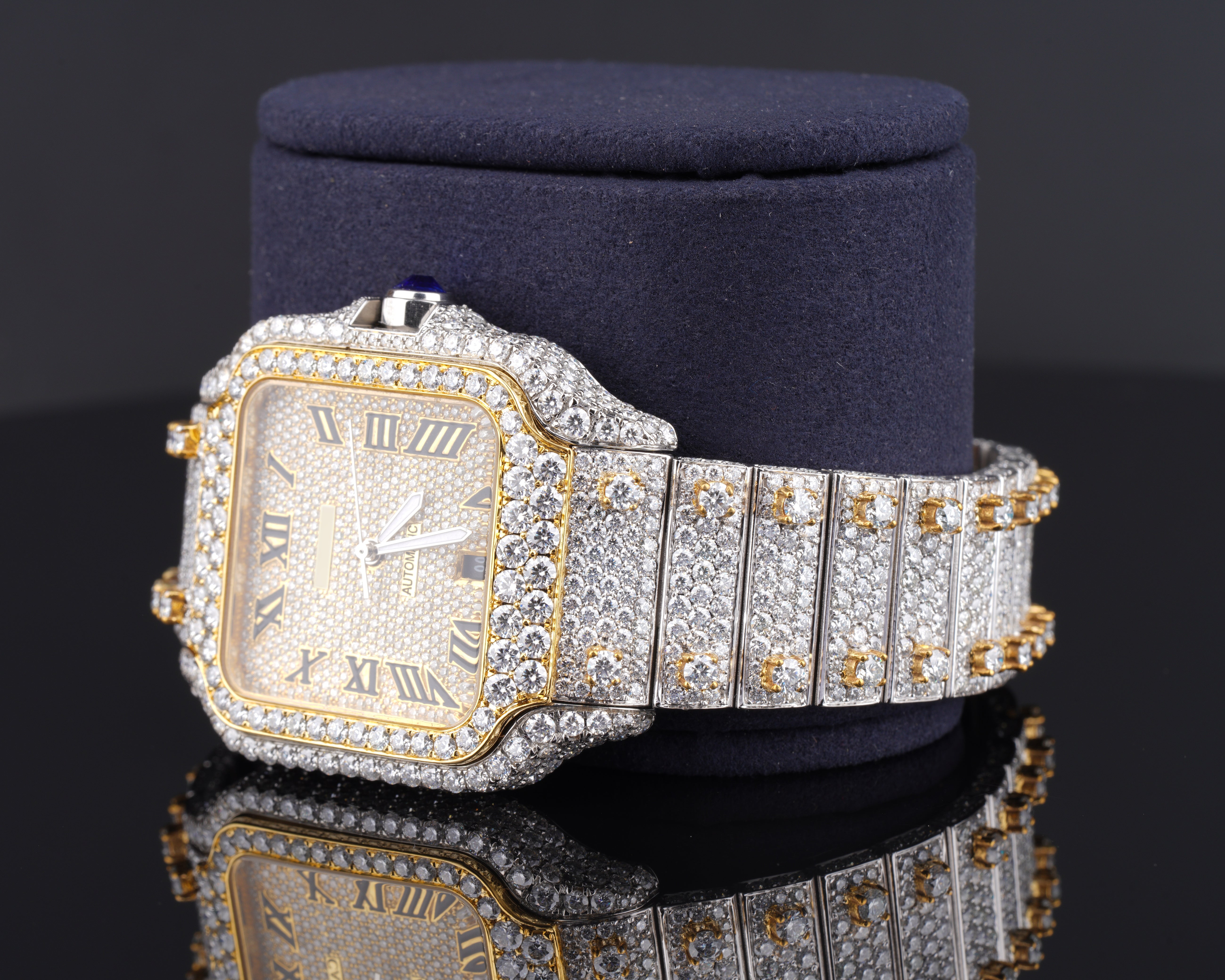 Luxuries Moissanite Watch For Women Fully Iced Out Bust Down Watch