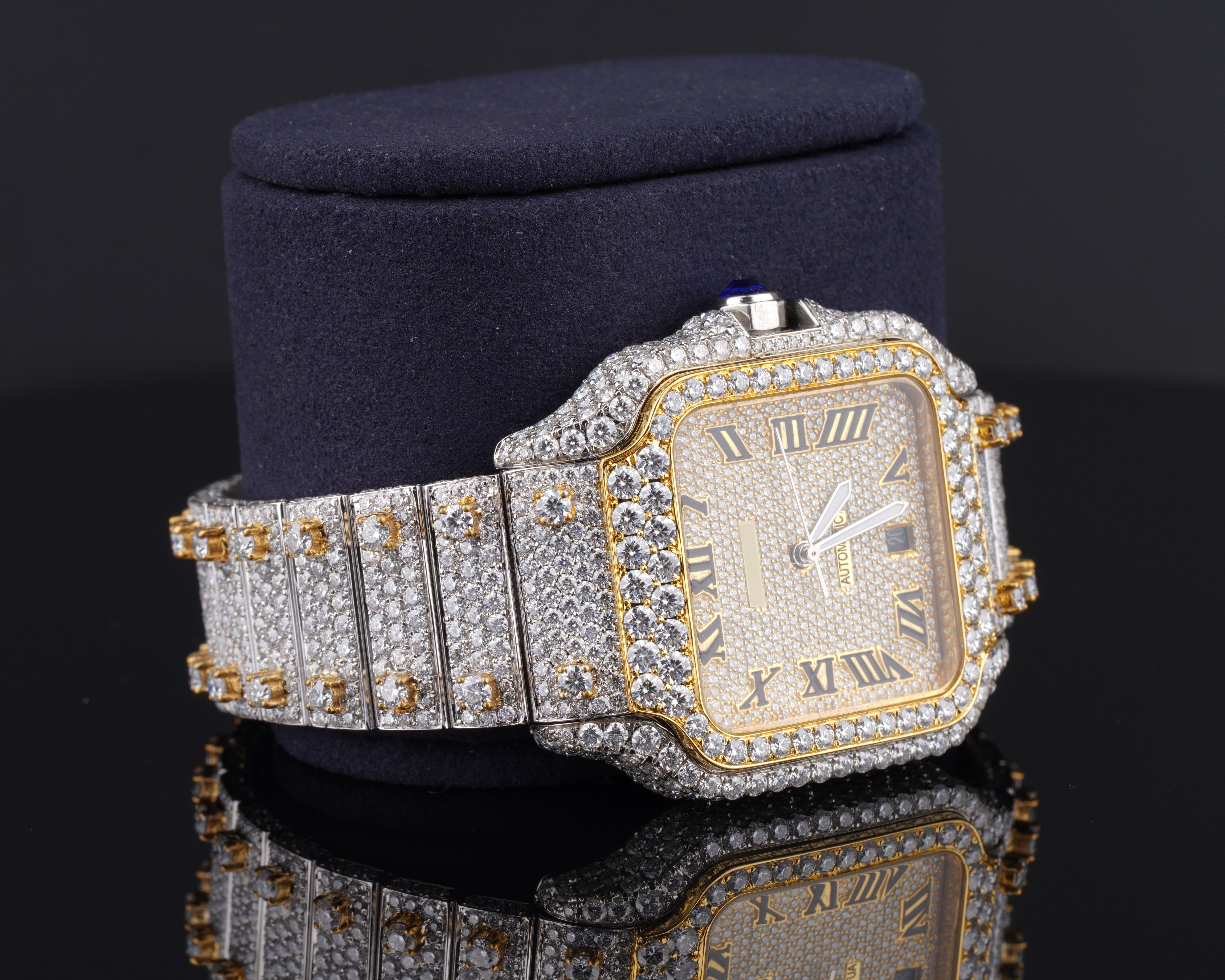 Luxuries Moissanite Watch For Women Fully Iced Out Bust Down Watch