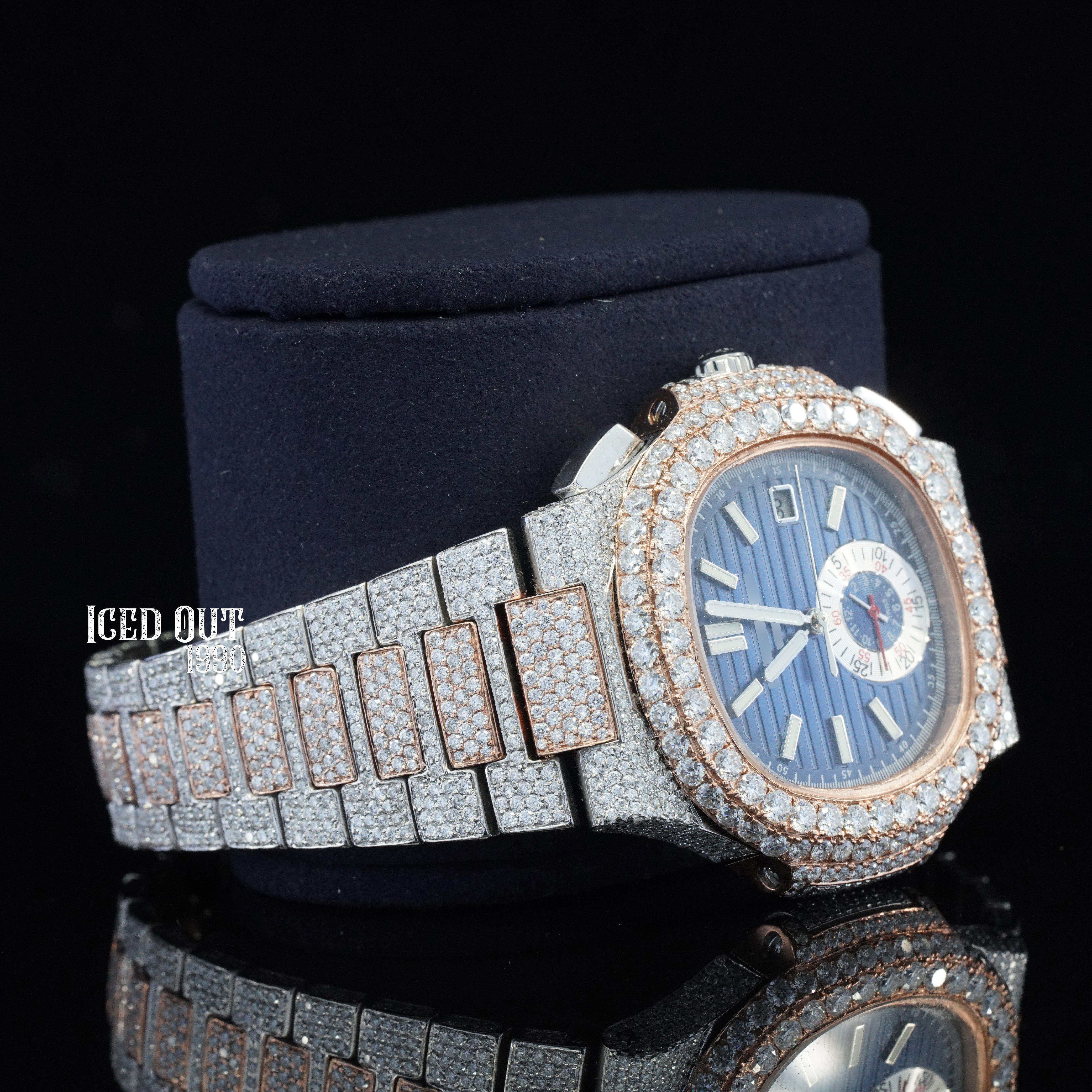 Classic Elegant Look Two Tone Fully Iced Out And Automatic Wrist Watch For Men