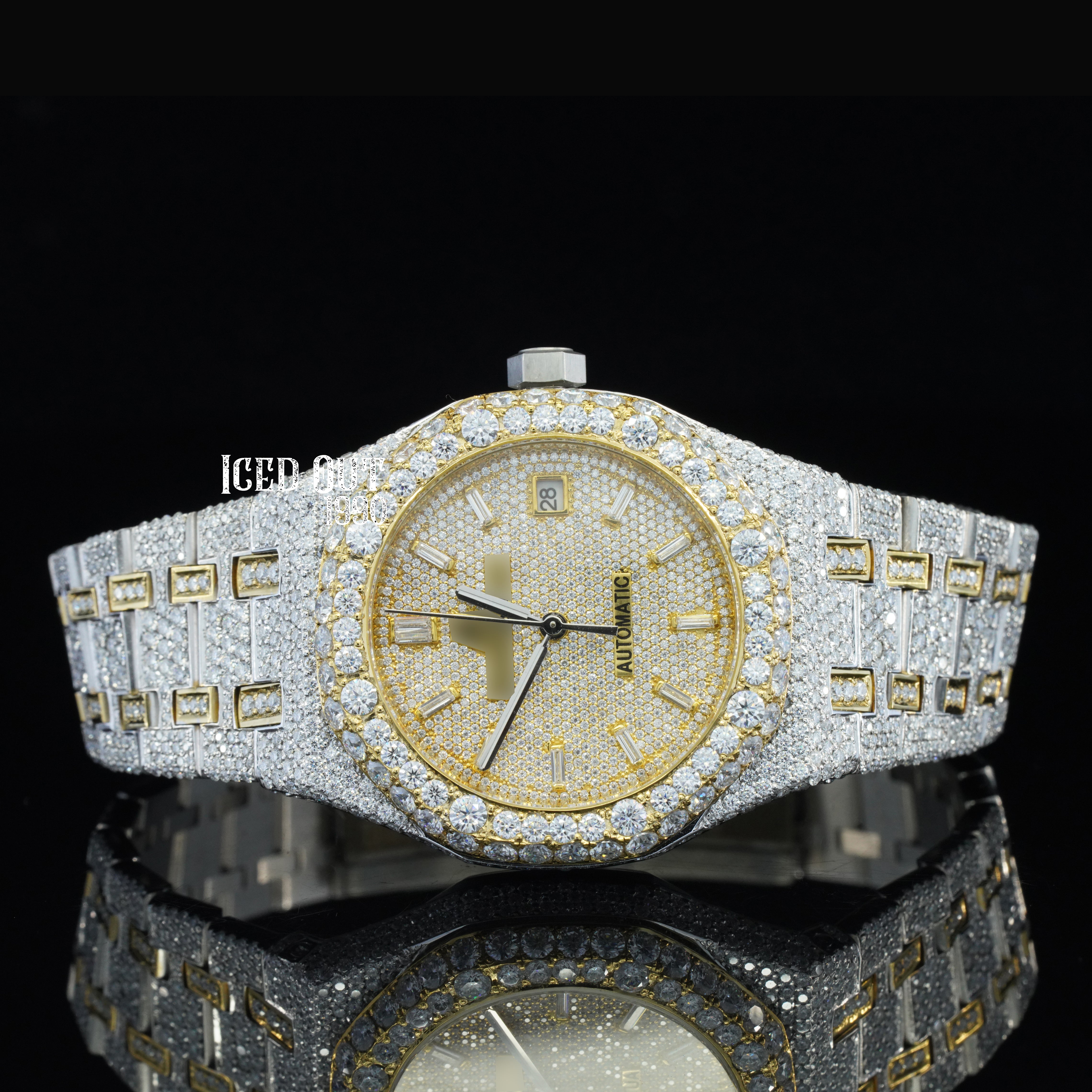 Magnificent Elegant Look Moissanite Diamond Iced Out Bust Down Watch For Men