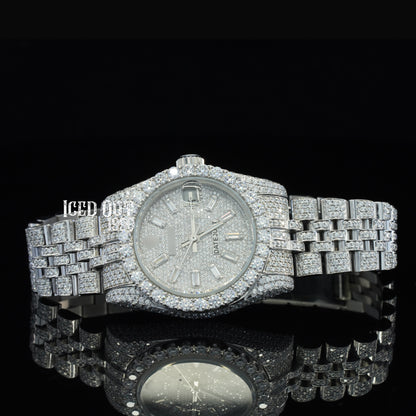 Fabulous Quality Moissanite Diamond Iced Out Business Look Analog Automatic Watch For Women