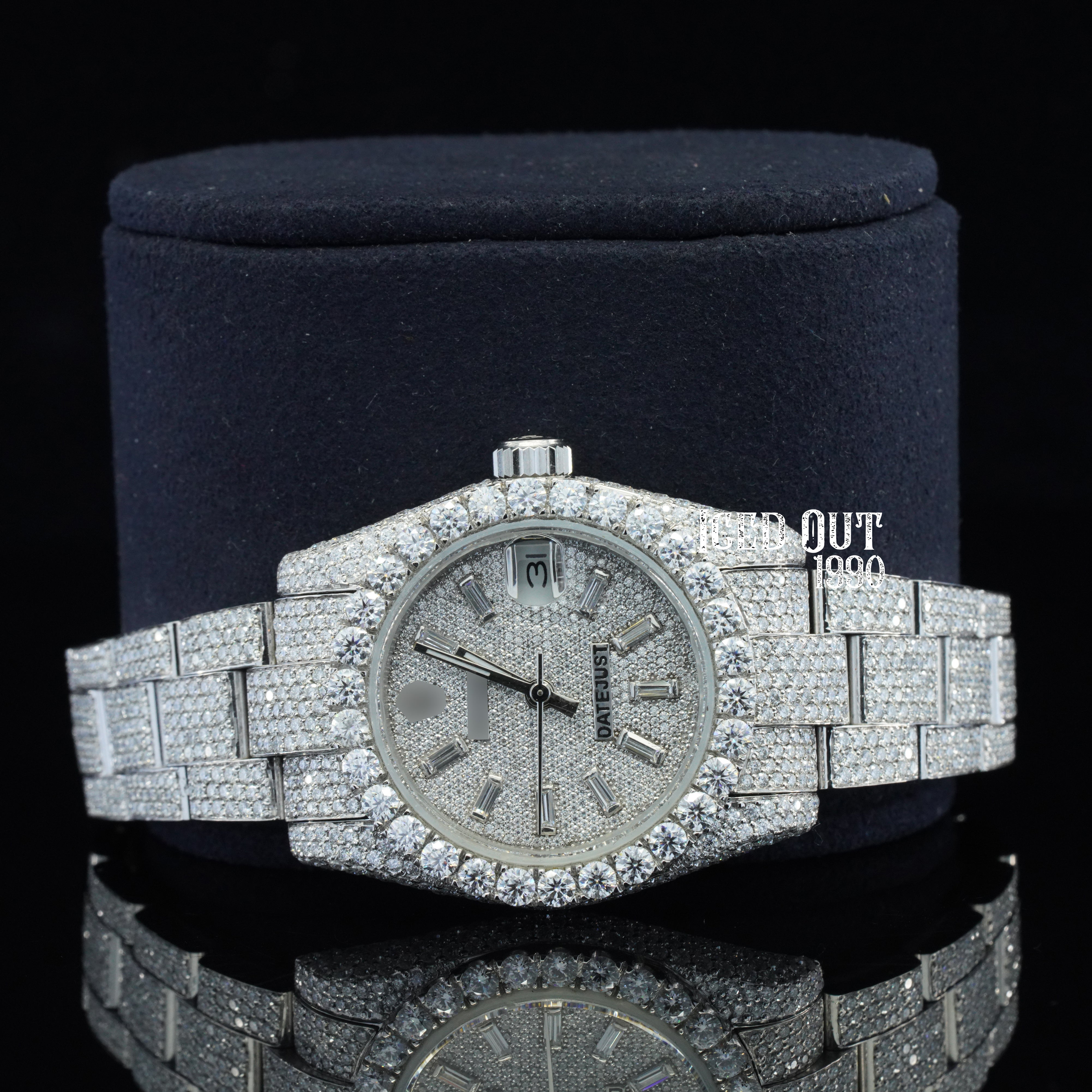 Classic Look Moissanite Diamond Business Style Analog Fully Automatic Watch For Working Women