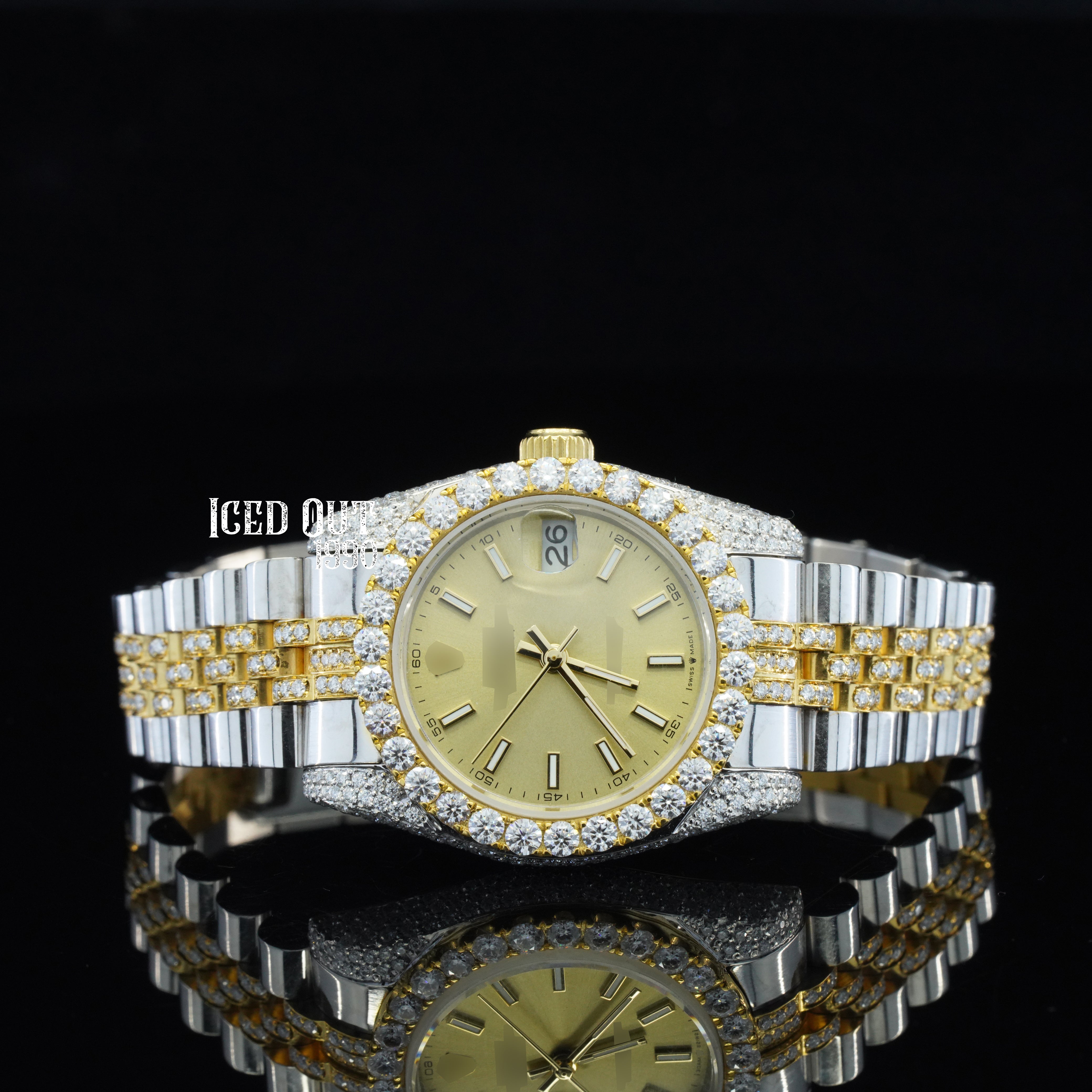 Elegant Look Moissanite Diamond Fully Iced Out & Automatic Business Watch For Women