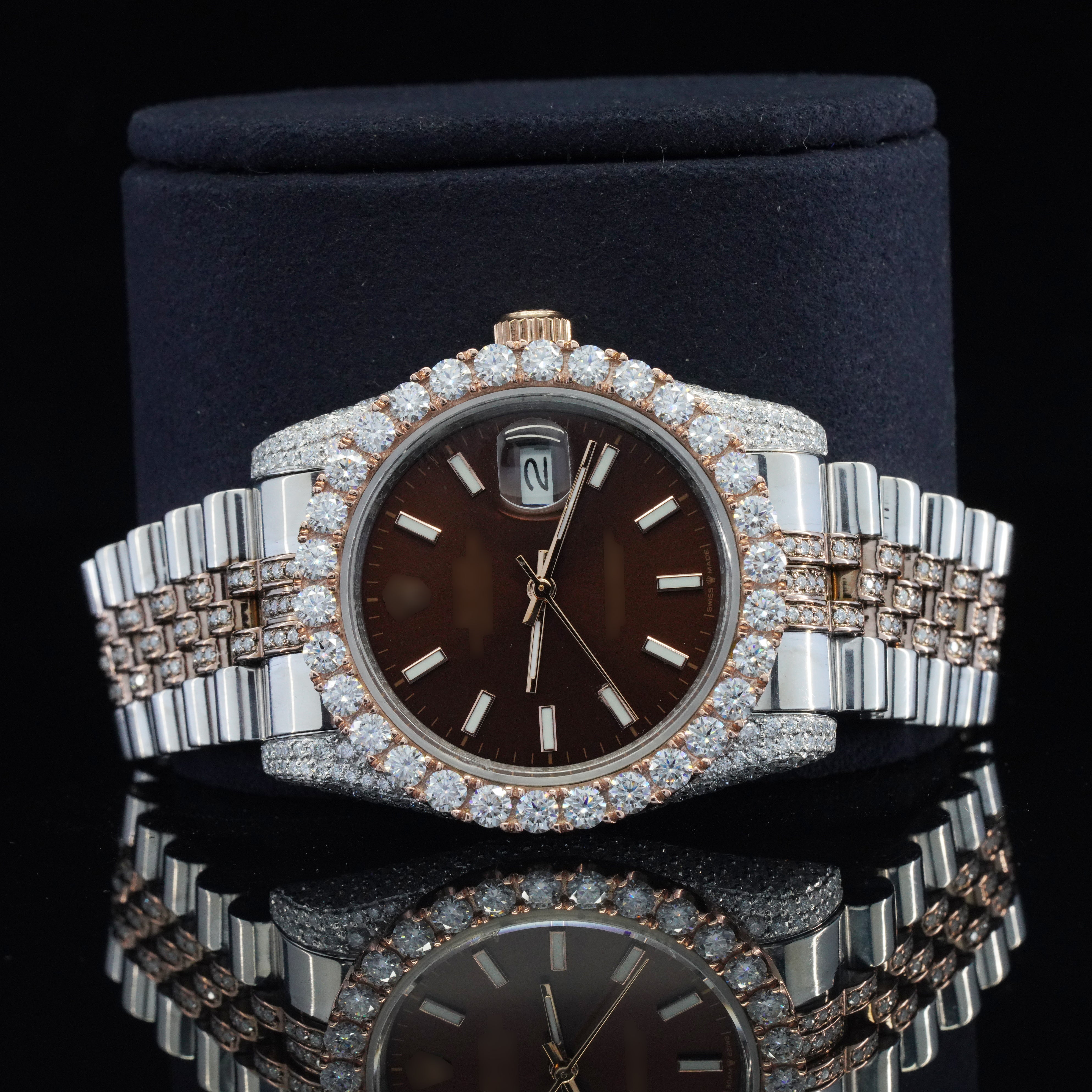 Fabulous Automatic Moissanite Diamond Iced Out Wrist Watch For Women