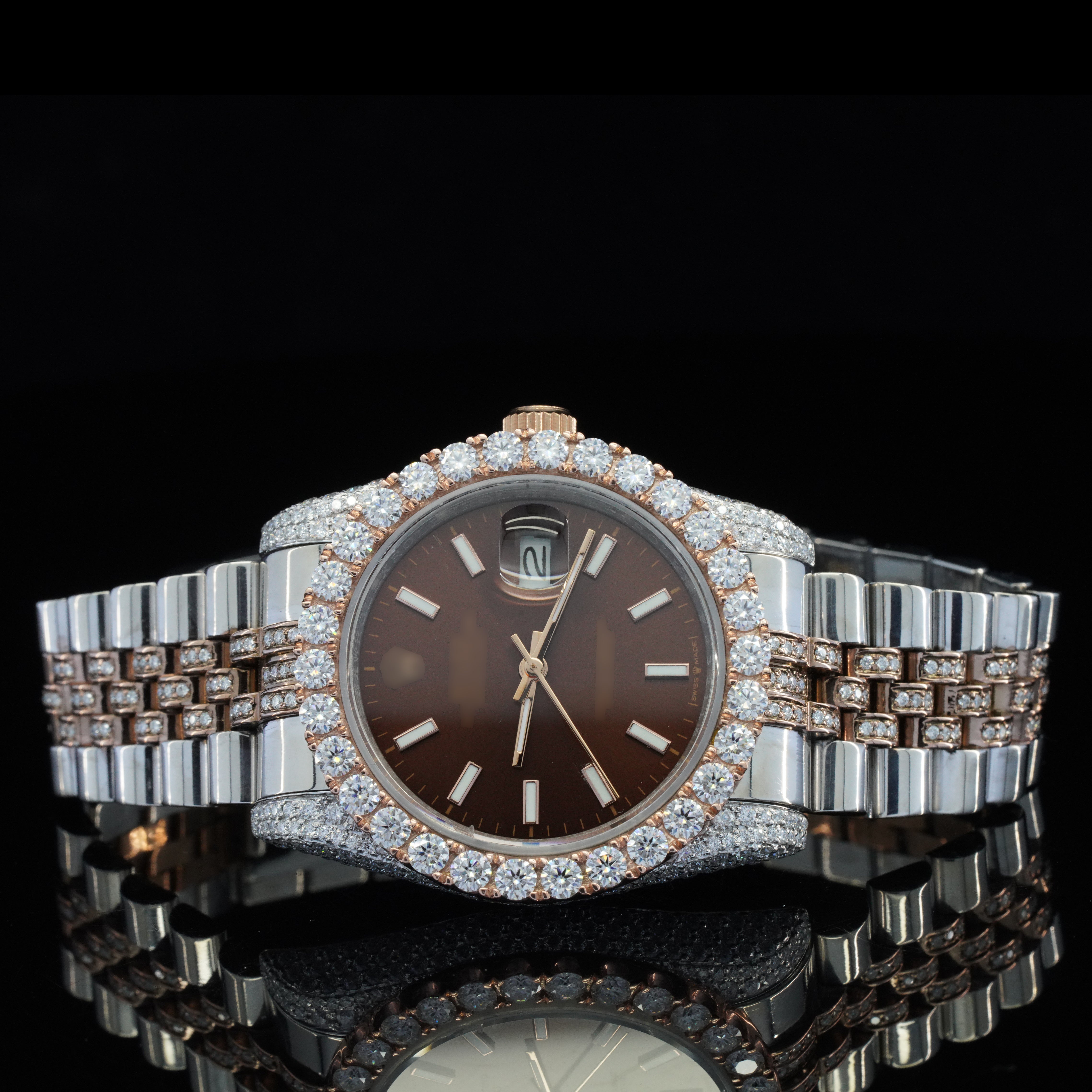 Fabulous Automatic Moissanite Diamond Iced Out Wrist Watch For Women