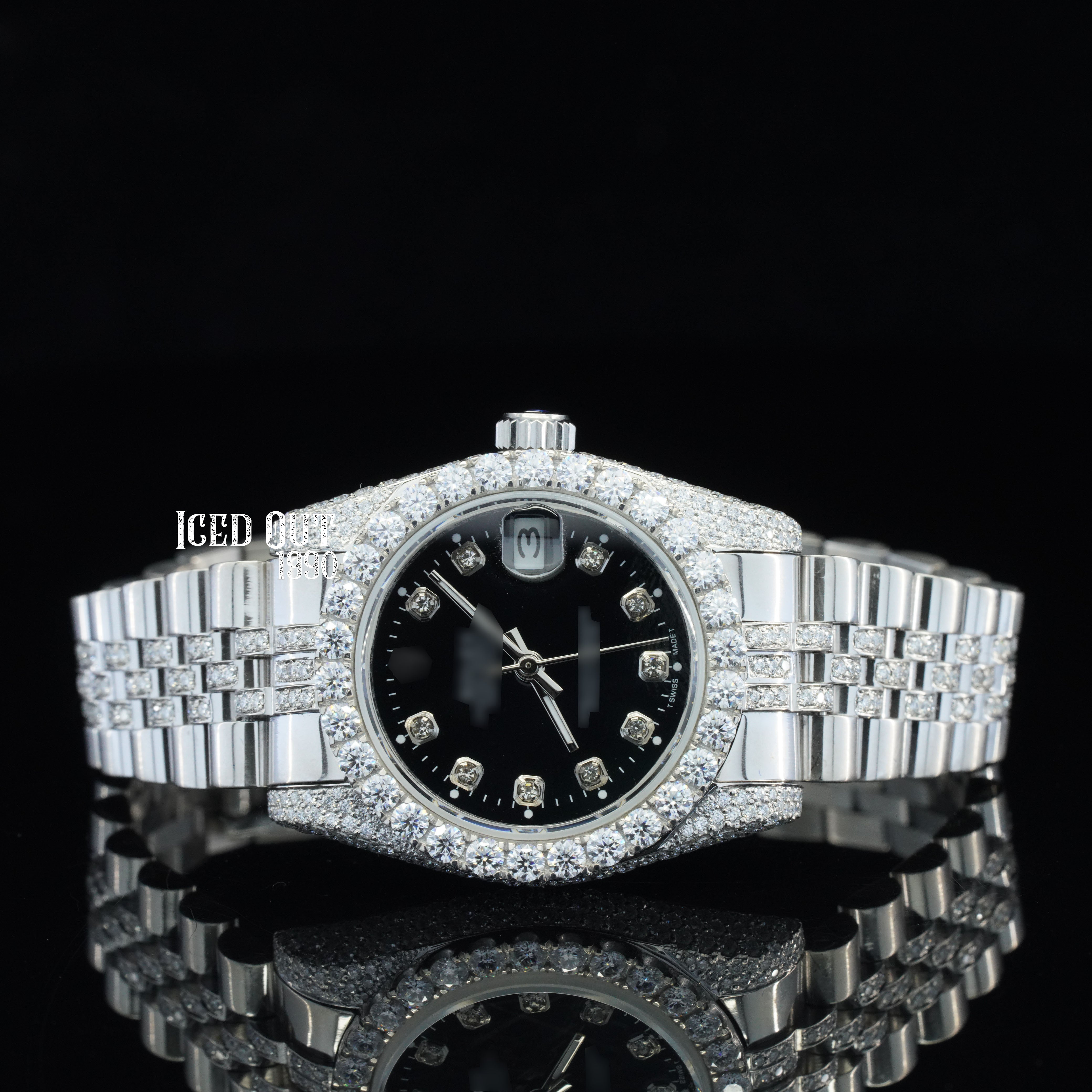 Superior Quality Moissanite Diamond Iced Out And Automatic Date Only Watch For Women