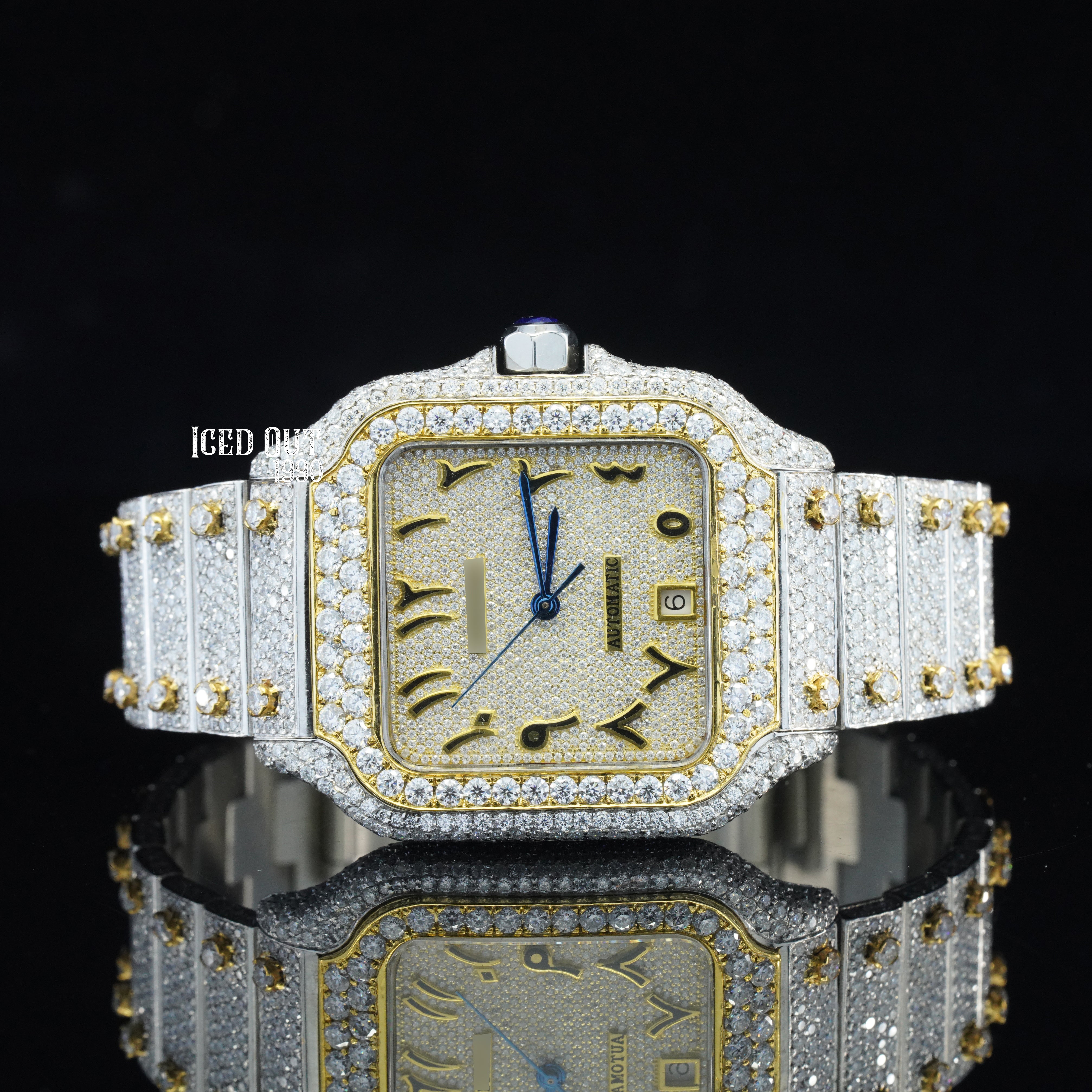 Epic Design Arabian Number Fully Iced Out And Automatic Moissanite Watch For Men