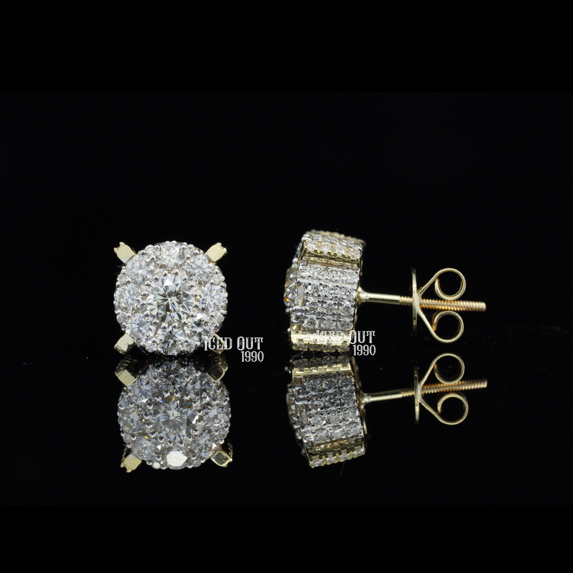 2.3 Carat Brilliant Round Cut Moissanite Diamond Hip Hop Style Earrings For Men