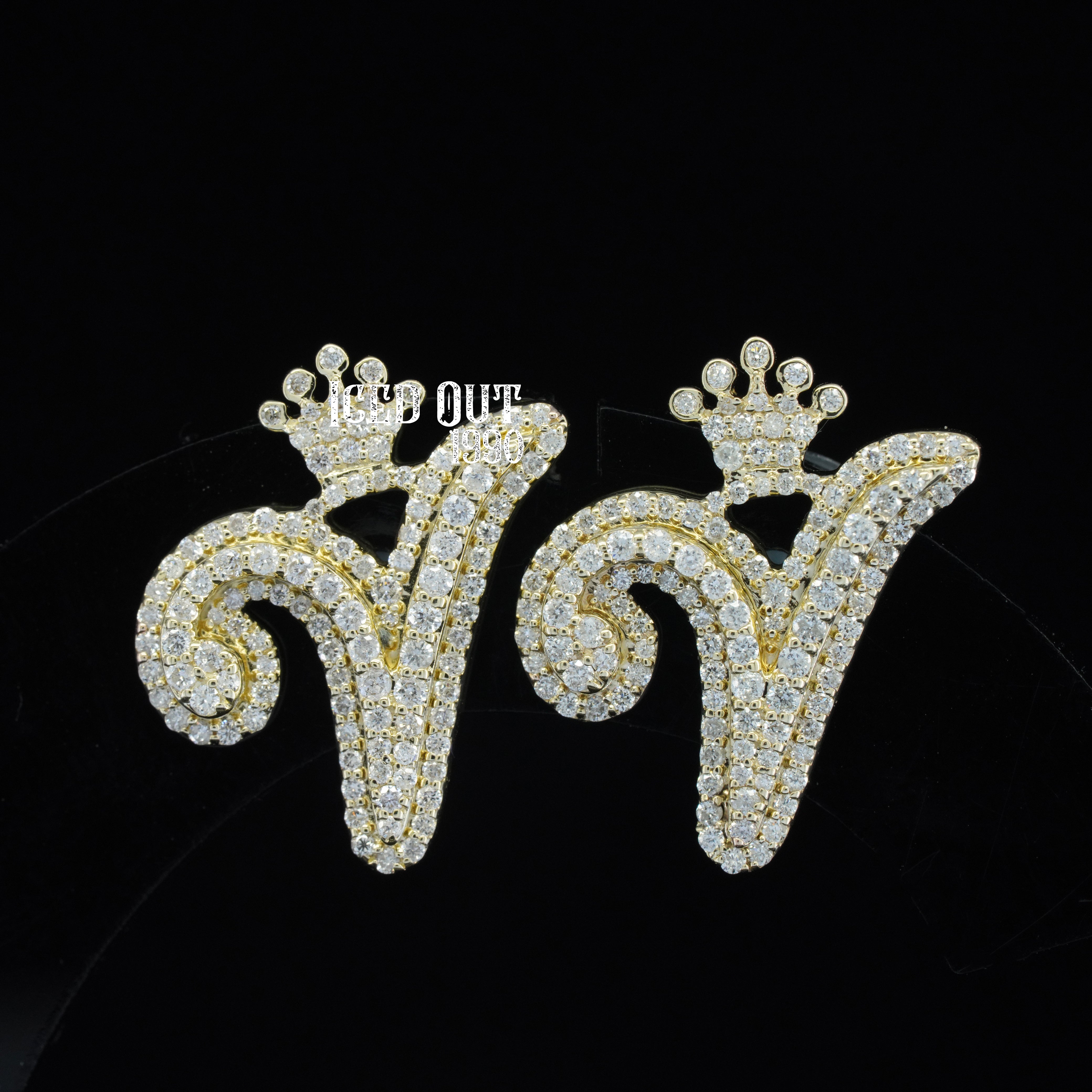 1.1 Carat Brilliant Round Cut Moissanite Diamond Hip Hop Style V Shape Earrings For Men