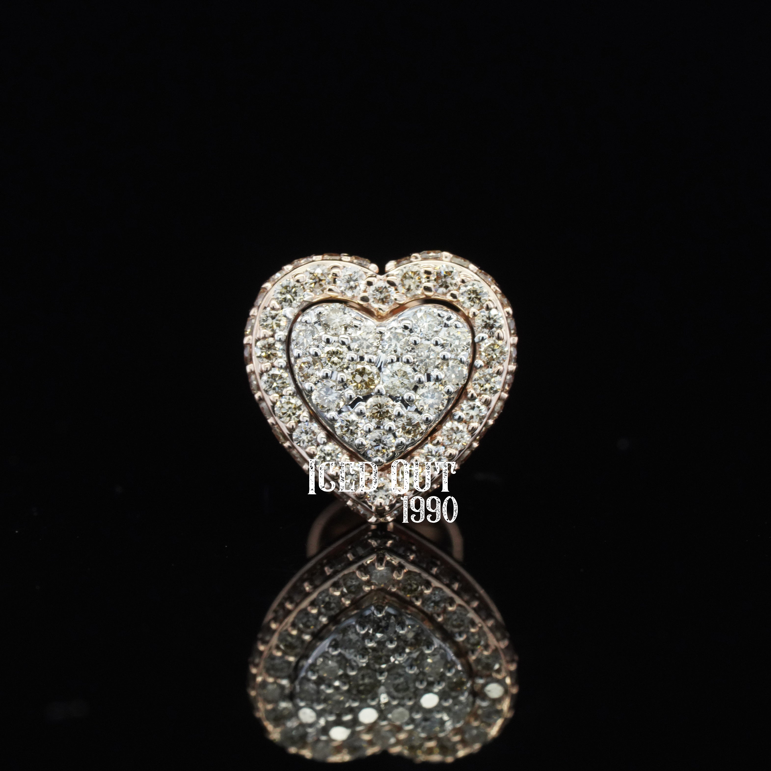 0.7 Carat Round Cut Moissanite Diamond Hip Hop Style Heart Shape Two Tone Earrings For Men