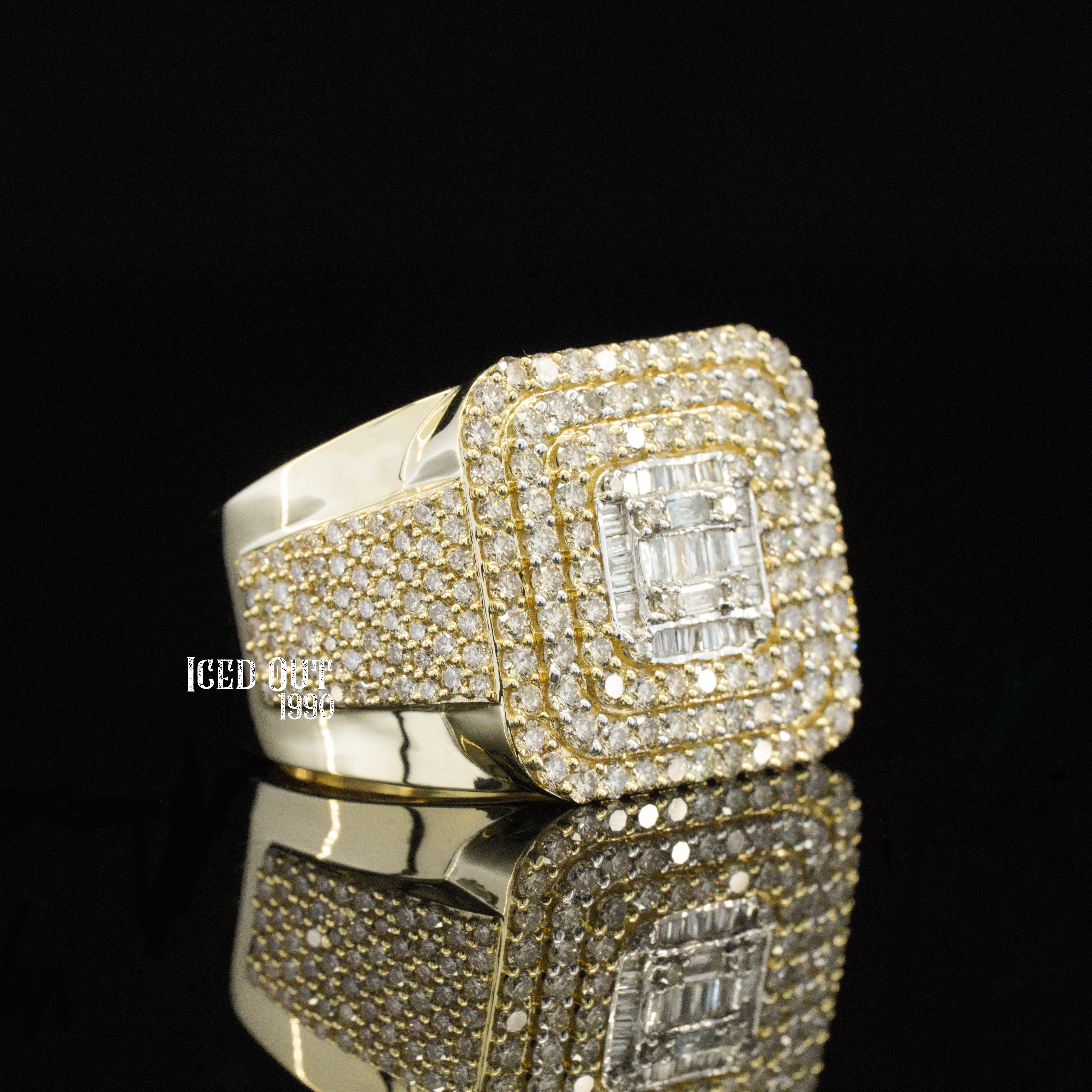 3.00 Round And Baguette Moissanite Diamond Iced Out Hip Hop Ring For Men And Women