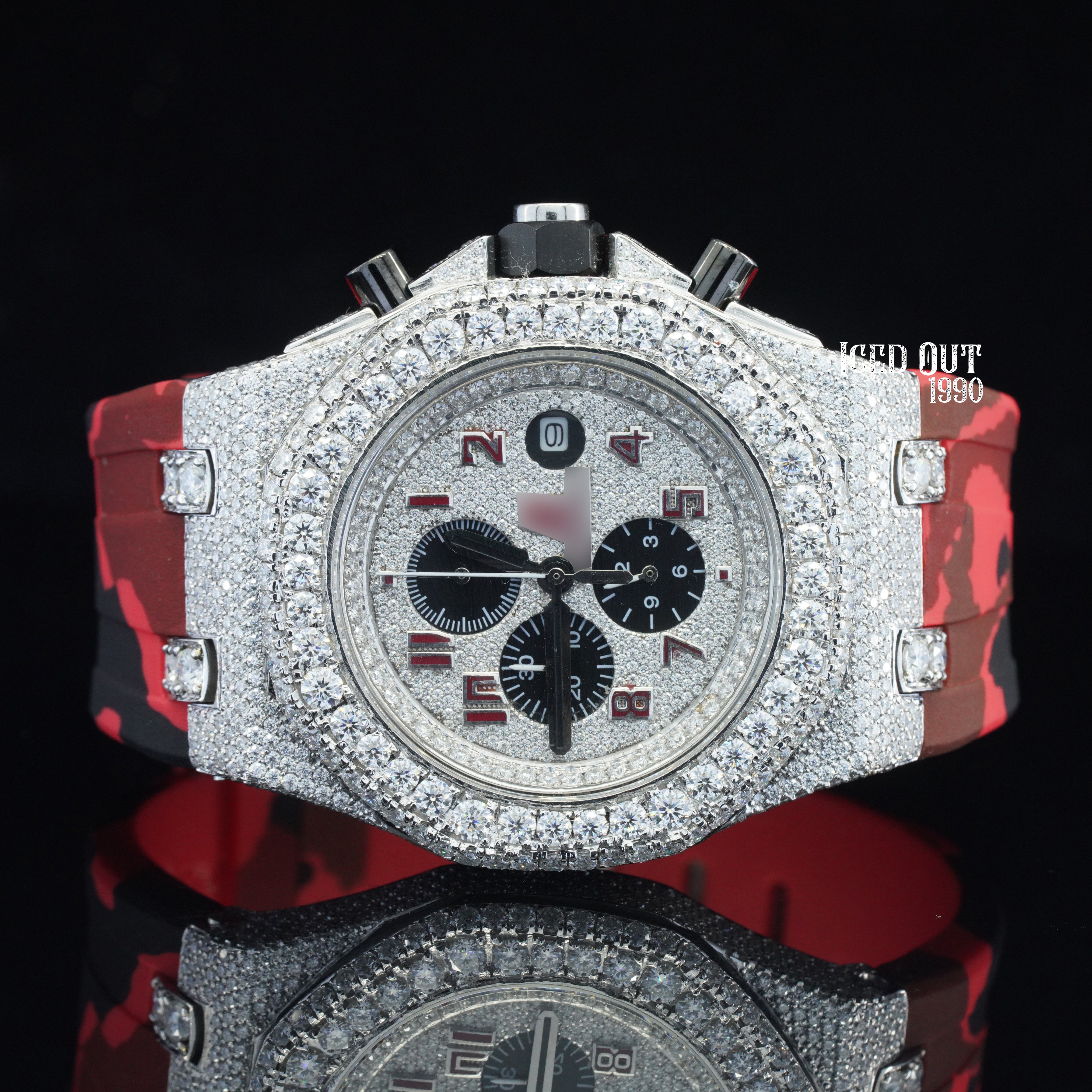 Diamond Iced Out Rubber Belt Chronograph Automatic Wrist Moissanite Watch For Men