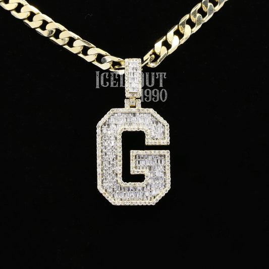 3.43 Carat G Initial Alphabet Moissanite Diamond Totally Iced Out Stylish Hip Hop Pendant