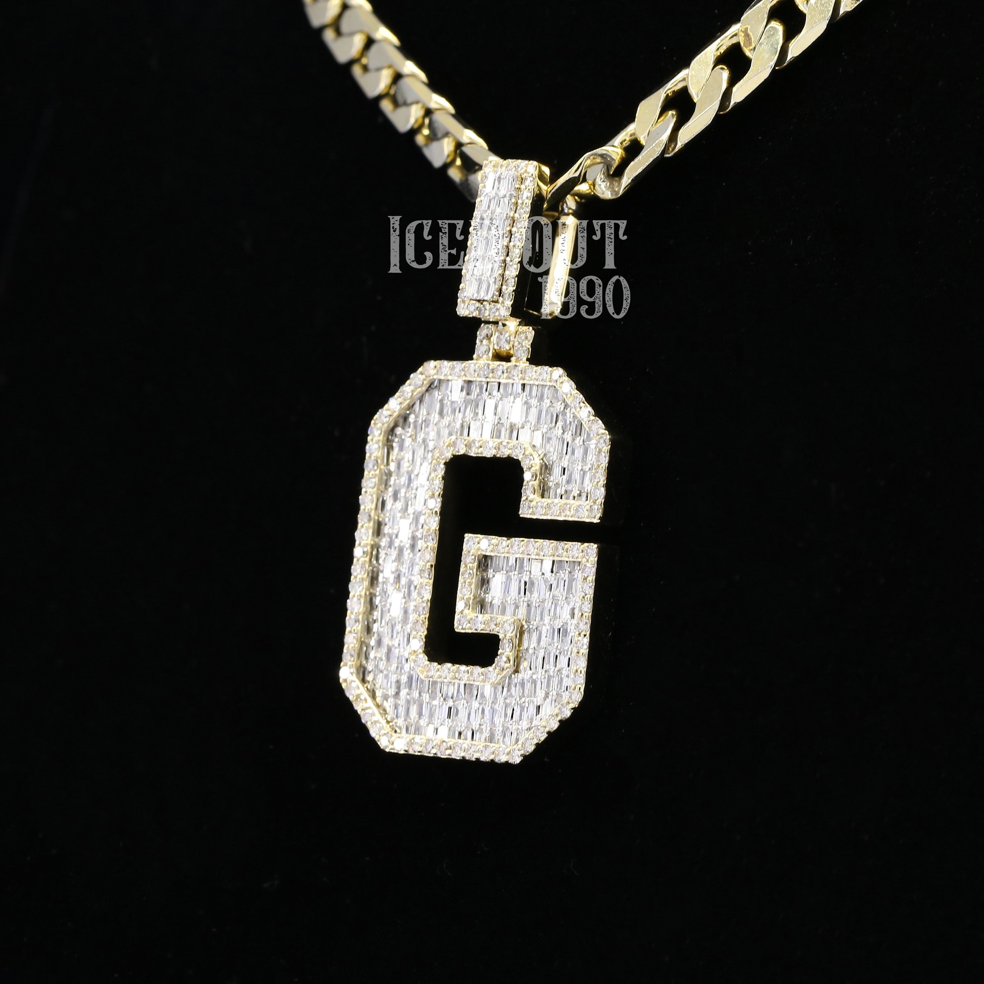 3.43 Carat G Initial Alphabet Moissanite Diamond Totally Iced Out Stylish Hip Hop Pendant