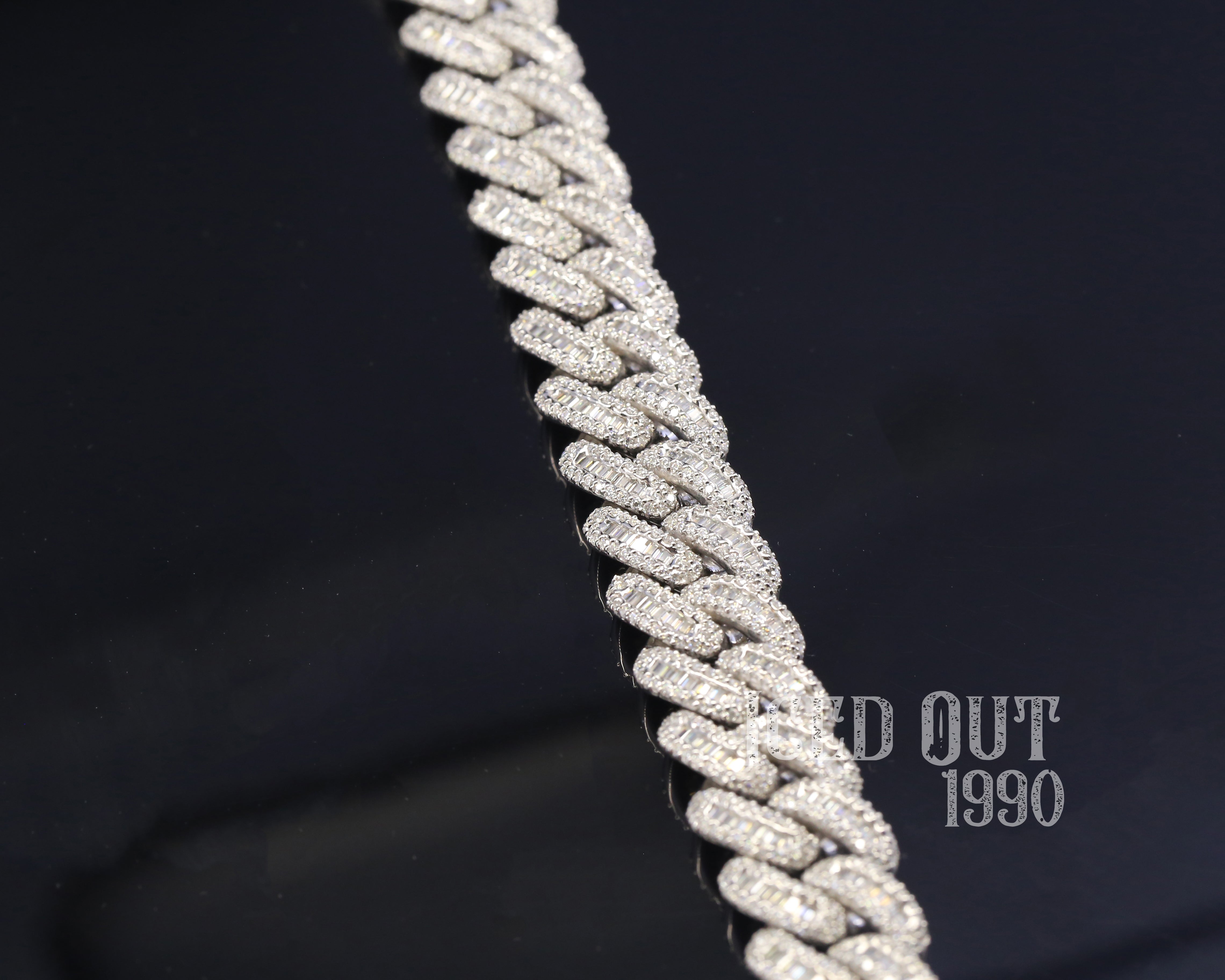 Baguette Cut And Round Cut Moissanite Diamond Cuban Hip Hop Bracelet