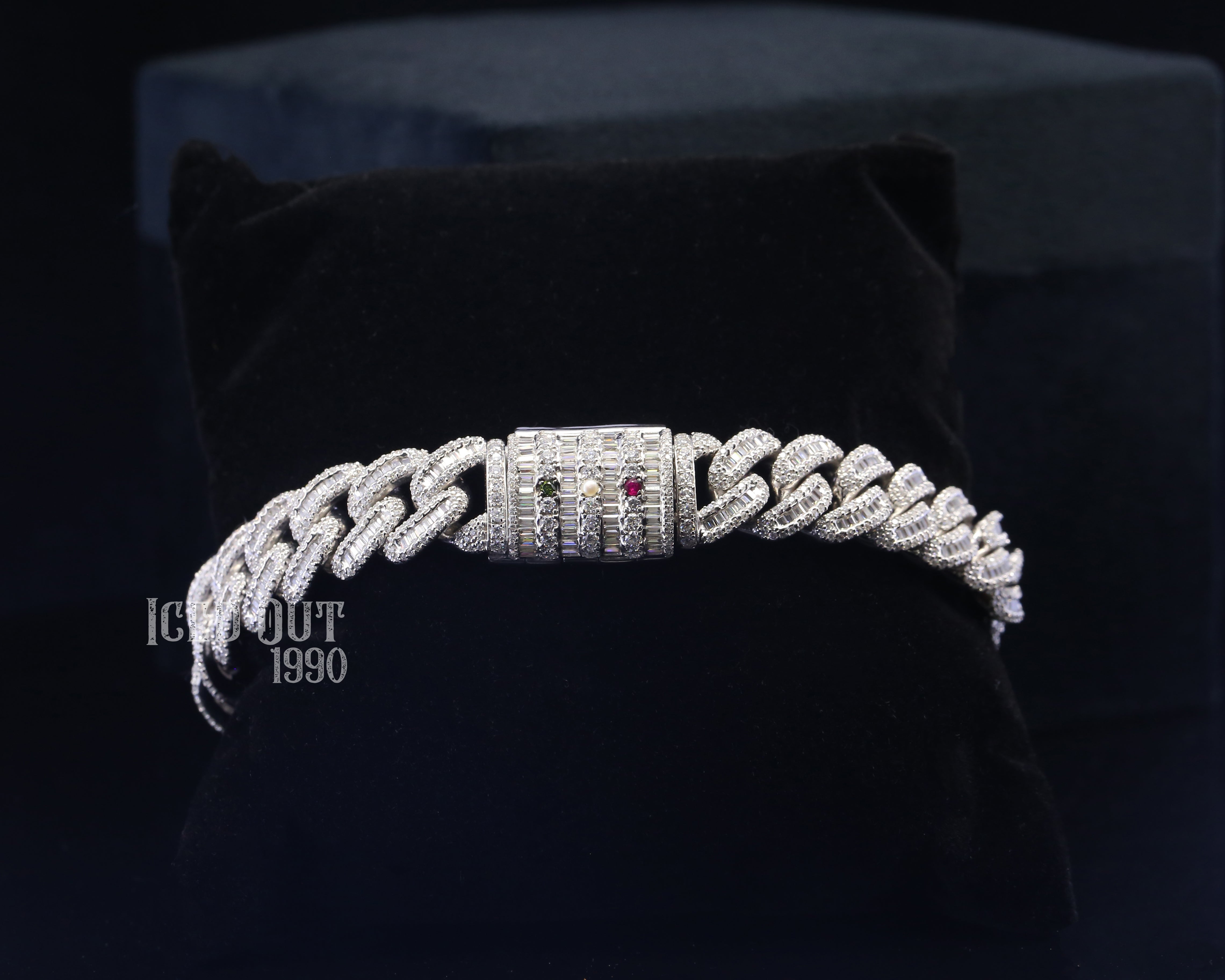 Baguette Cut And Round Cut Moissanite Diamond Cuban Hip Hop Bracelet