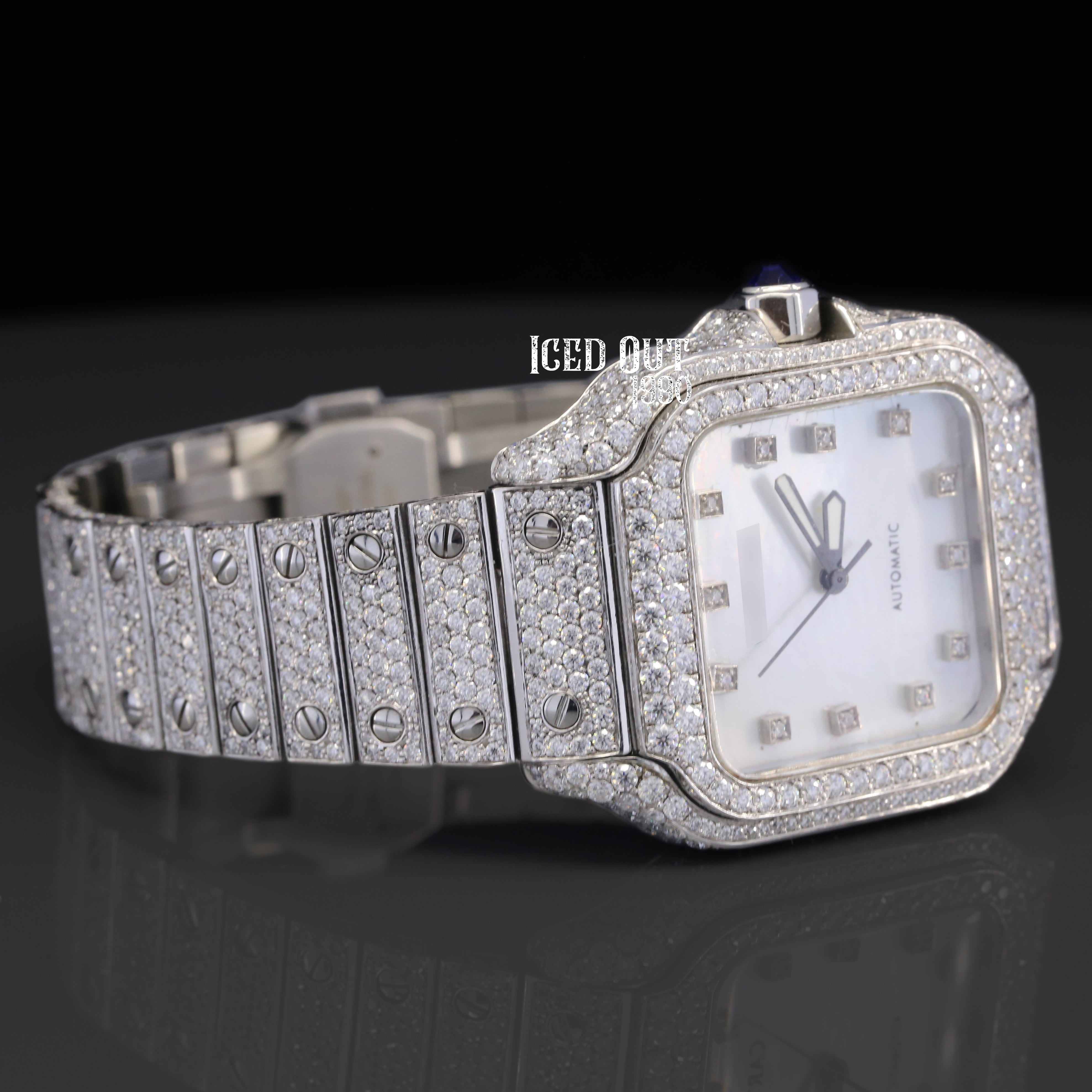 Fabulous White Color Moissanite Diamond Fully Automatic Iced Out Watch For Men