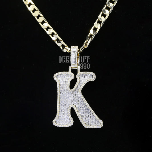 4.74 Carat K Initial Moissanite Diamond Totally Iced Out Stylish Hip Hop Pendant