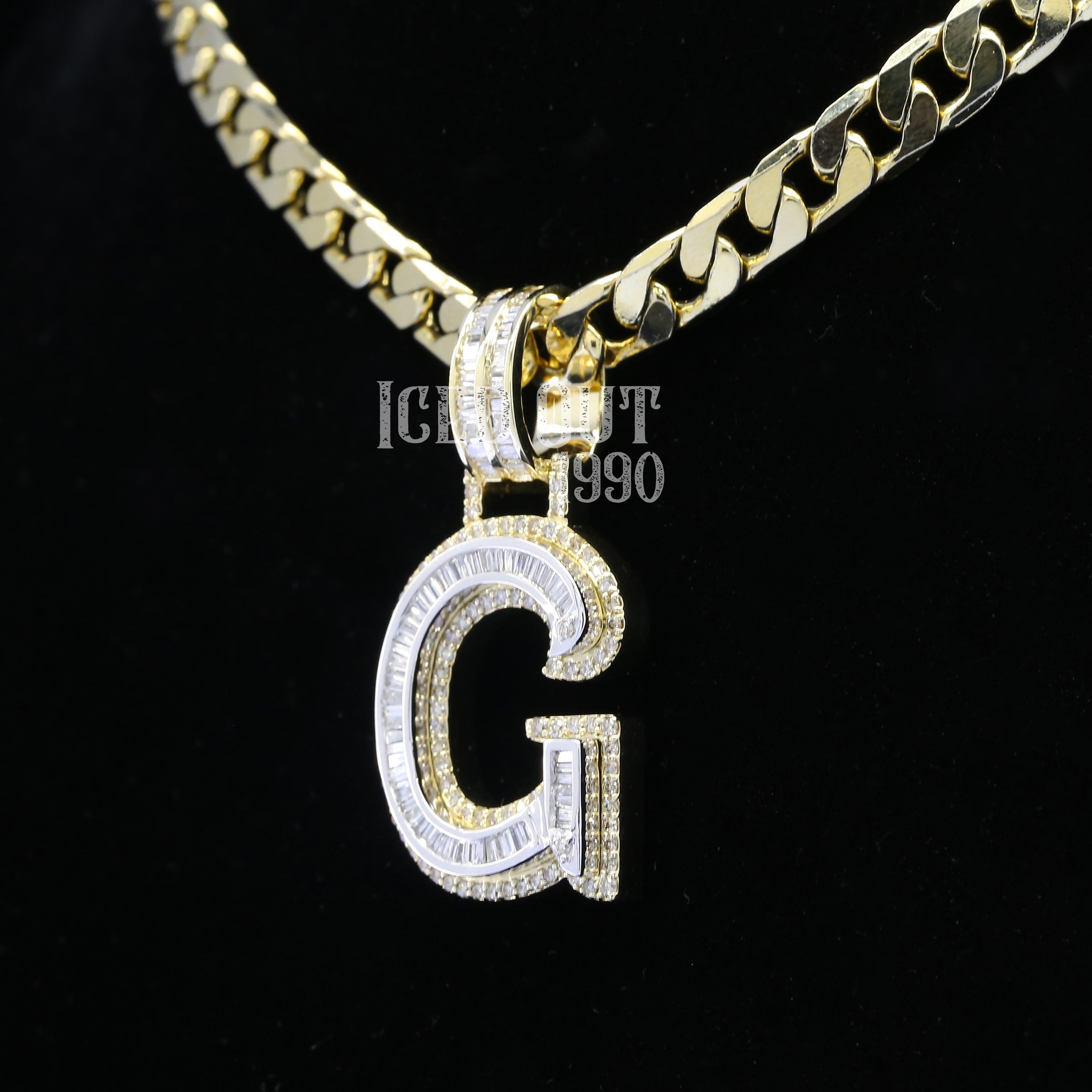 1.73 Carat G Initial Alphabet Round And Baguette Shape Moissanite Diamond Totally Iced Out Stylish Hip Hop Pendant