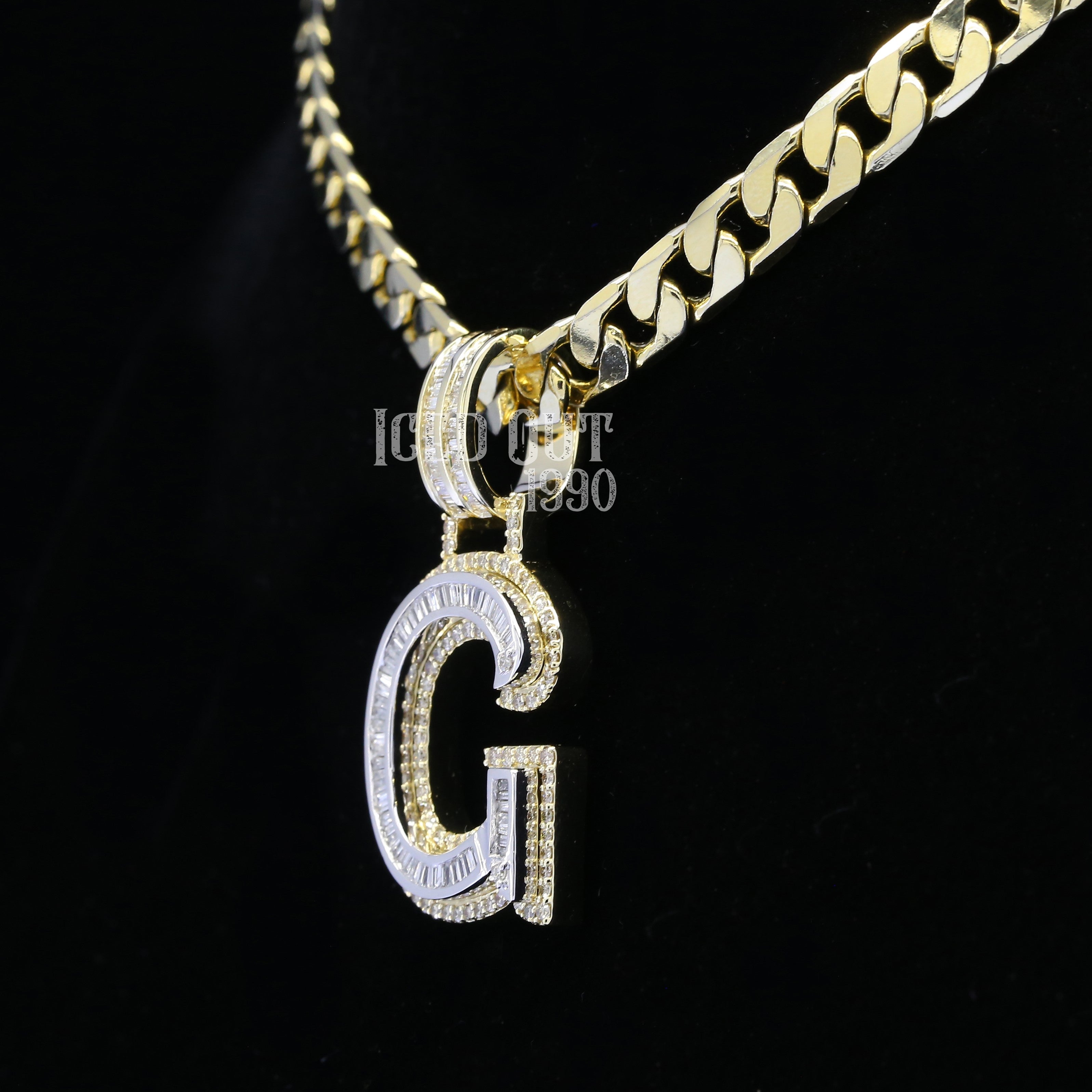 1.73 Carat G Initial Alphabet Round And Baguette Shape Moissanite Diamond Totally Iced Out Stylish Hip Hop Pendant