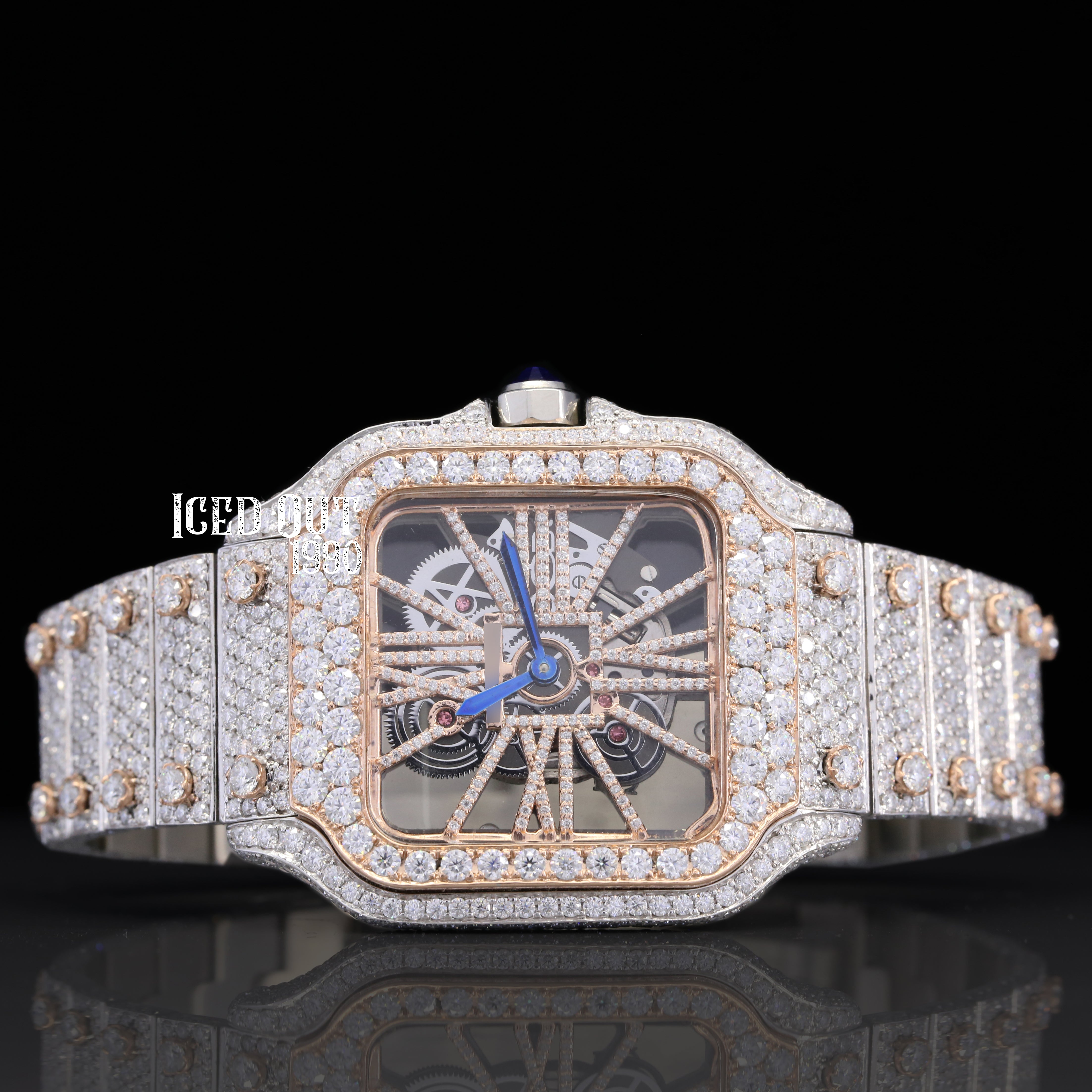 Luxuries Moissanite Diamond Fully Automatic Iced Out Skeleton Style Watch