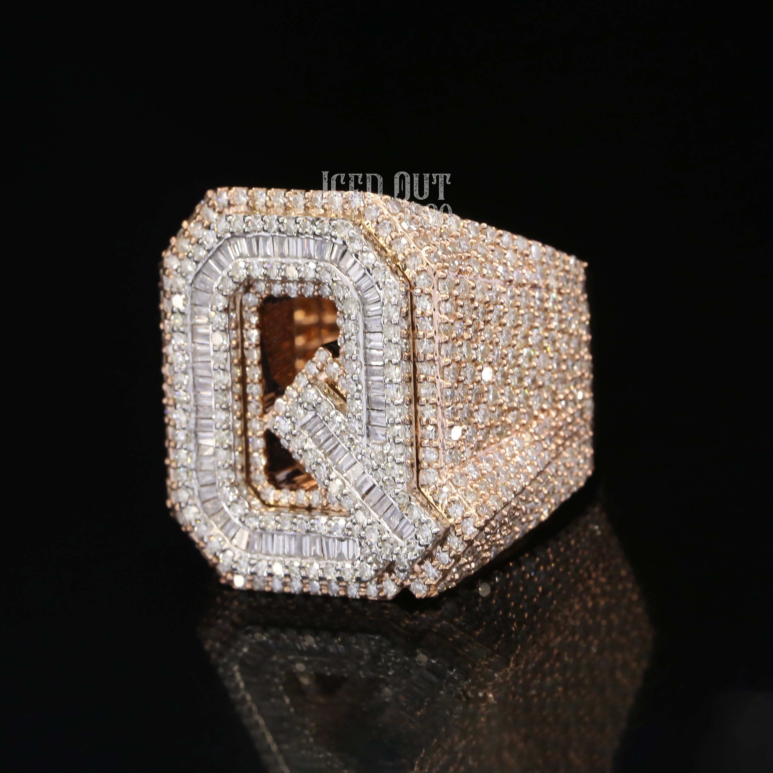 3.81 Iced Out Round And Baguette Shape Moissanite Diamond Hip Hop Ring For Women And Men