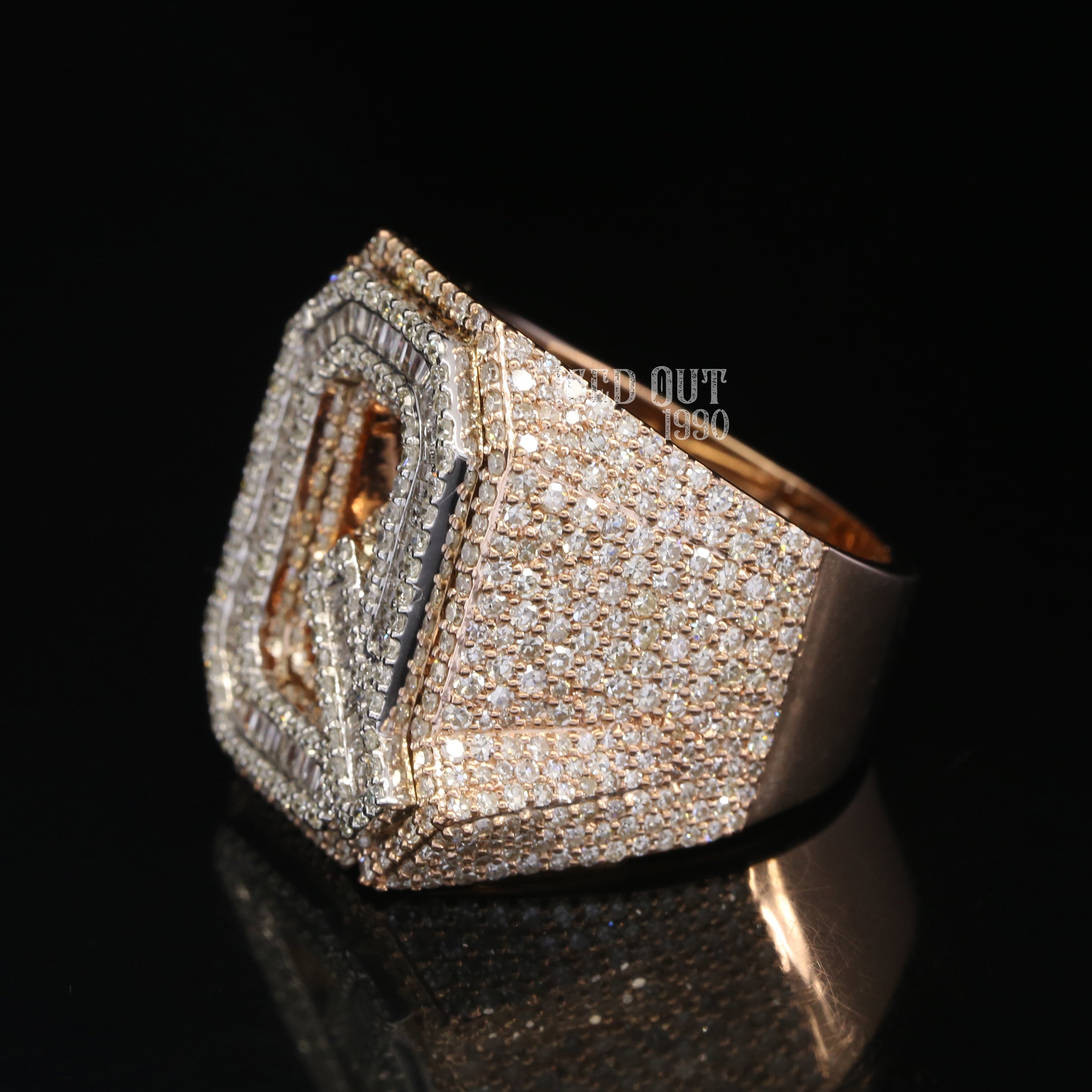 3.81 Iced Out Round And Baguette Shape Moissanite Diamond Hip Hop Ring For Women And Men