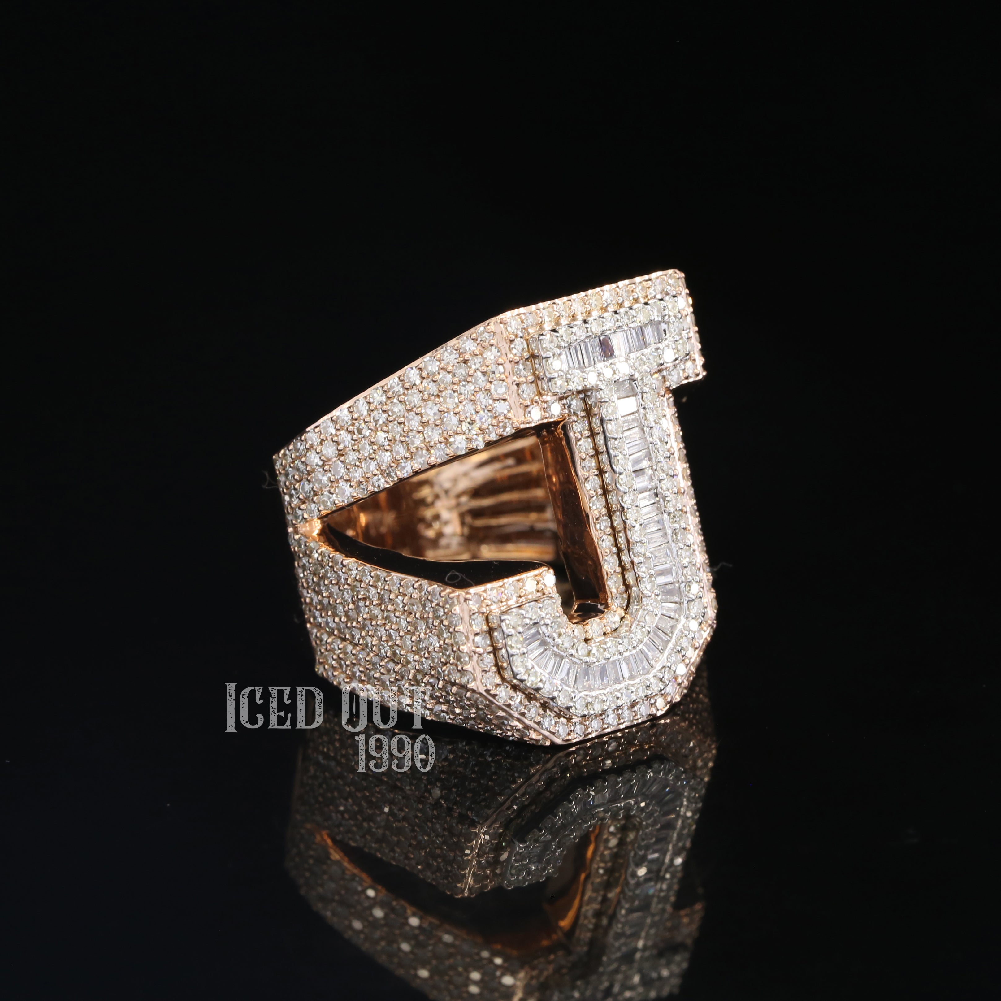 3.14 Iced Out Round And Baguette Shape Moissanite Diamond Hip Hop Ring For Women And Men